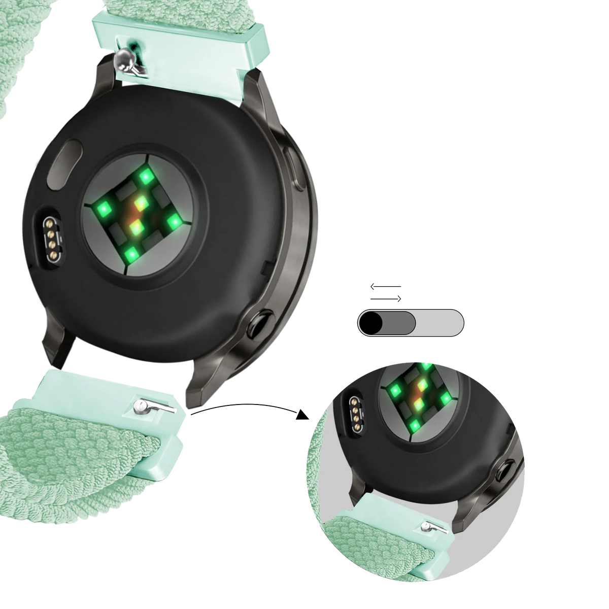Bandz Bracelet tressé réglable Garmin Vivoactive 4s (turquoise)