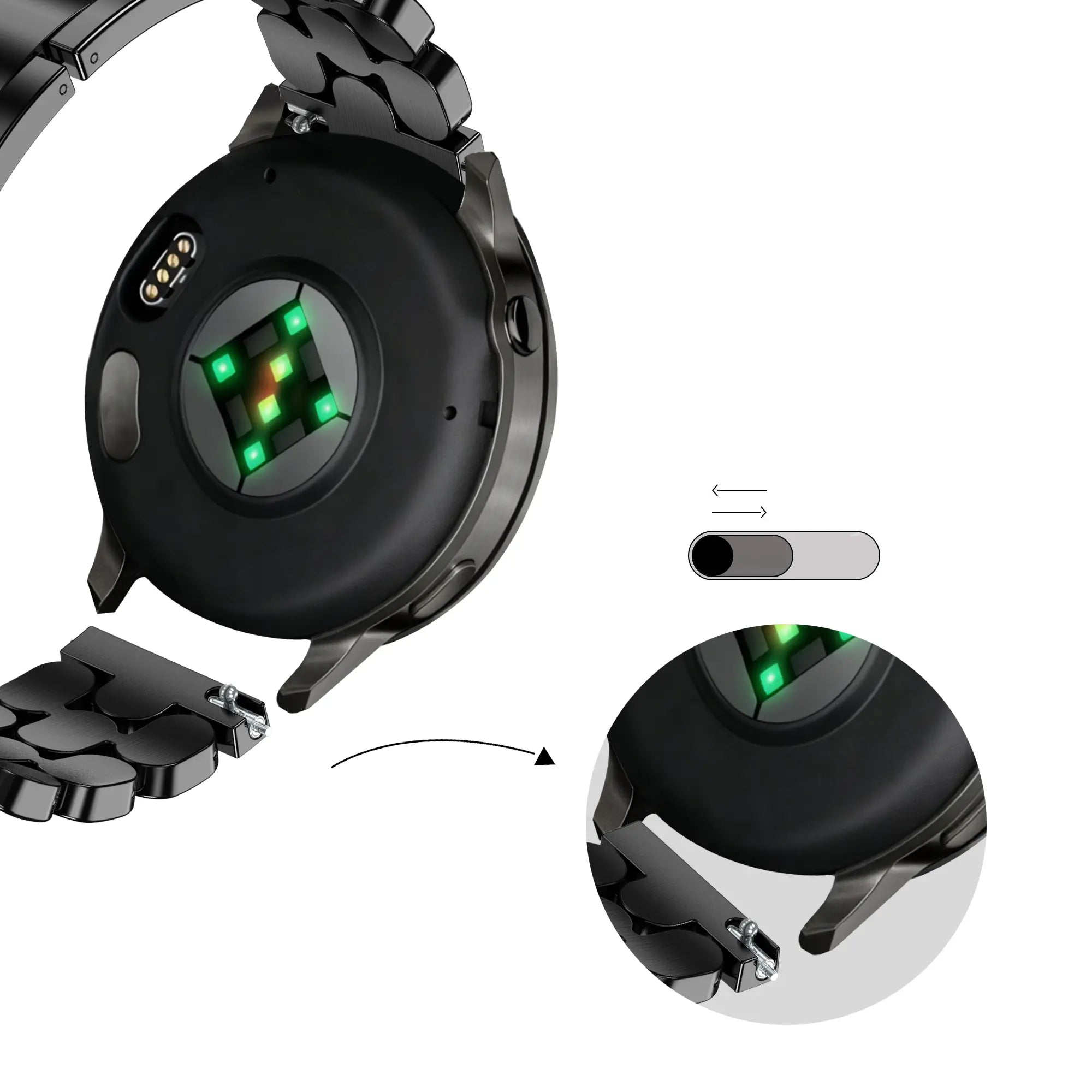 Bandz Bracelet acier 'Oval' Garmin Vivomove 3s (noir)