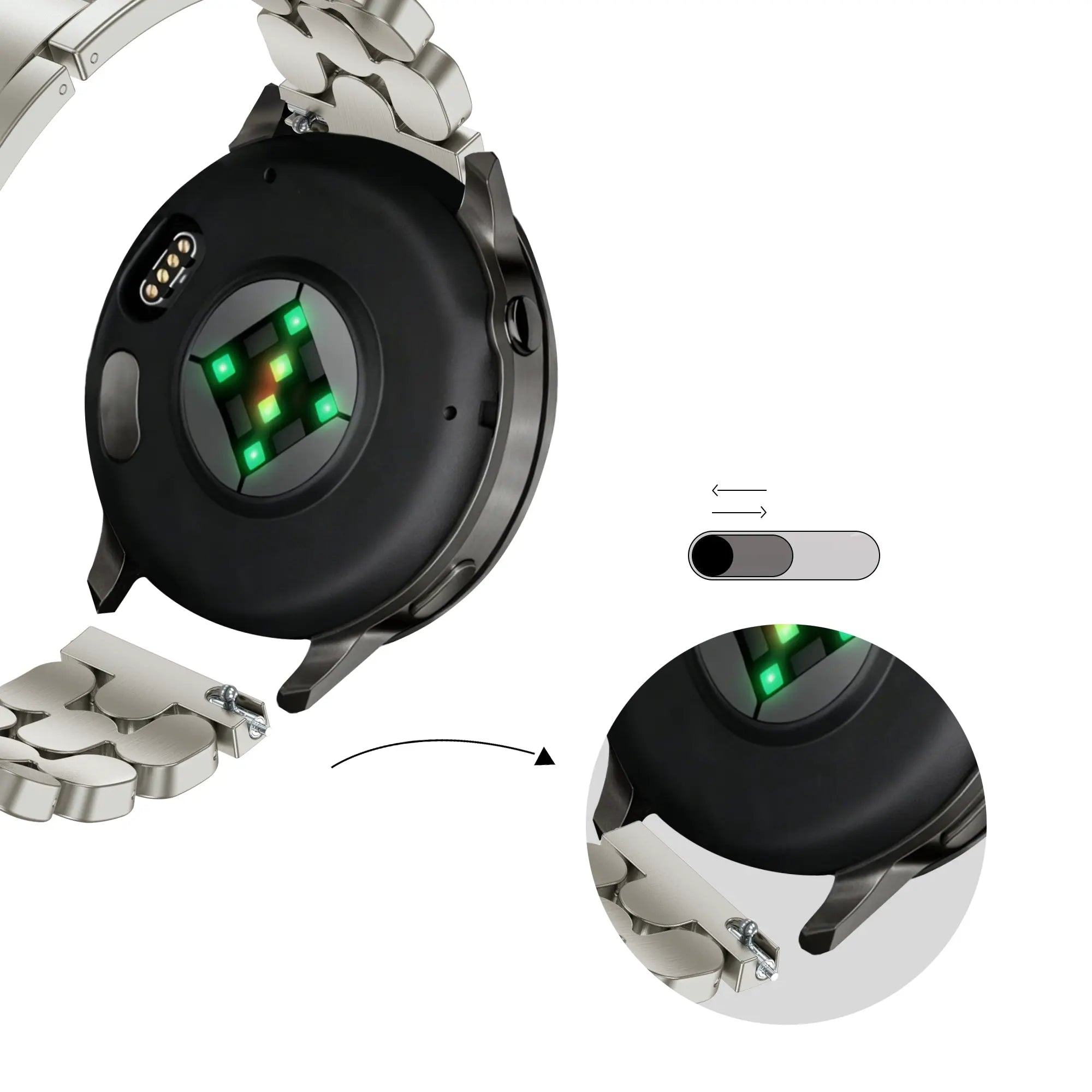 Bandz Bracelet acier 'Oval' Garmin Vivomove 3s (lumière stellaire)