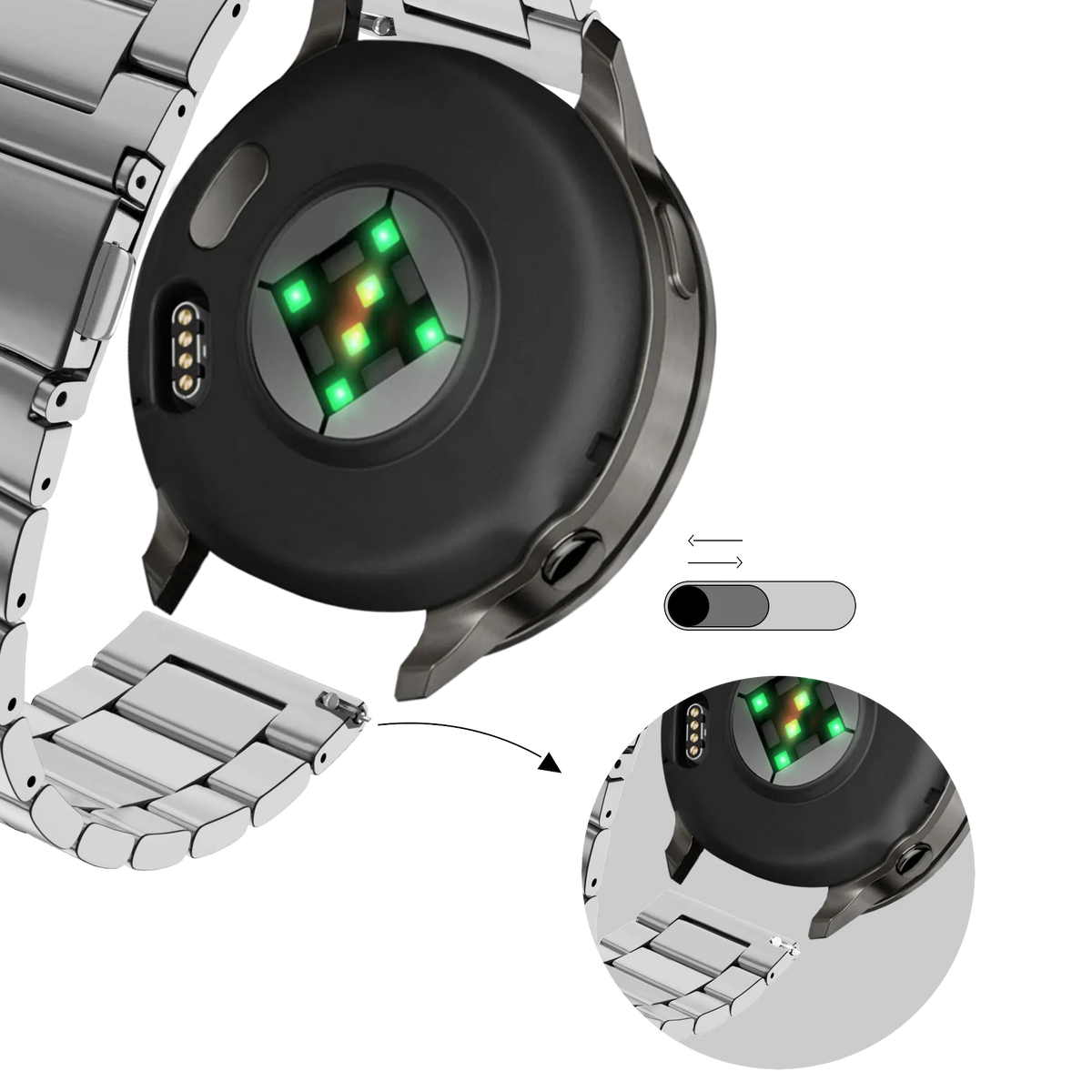 Bandz Bracelet acier 'Classic' Garmin Vivoactive 4s (argent)