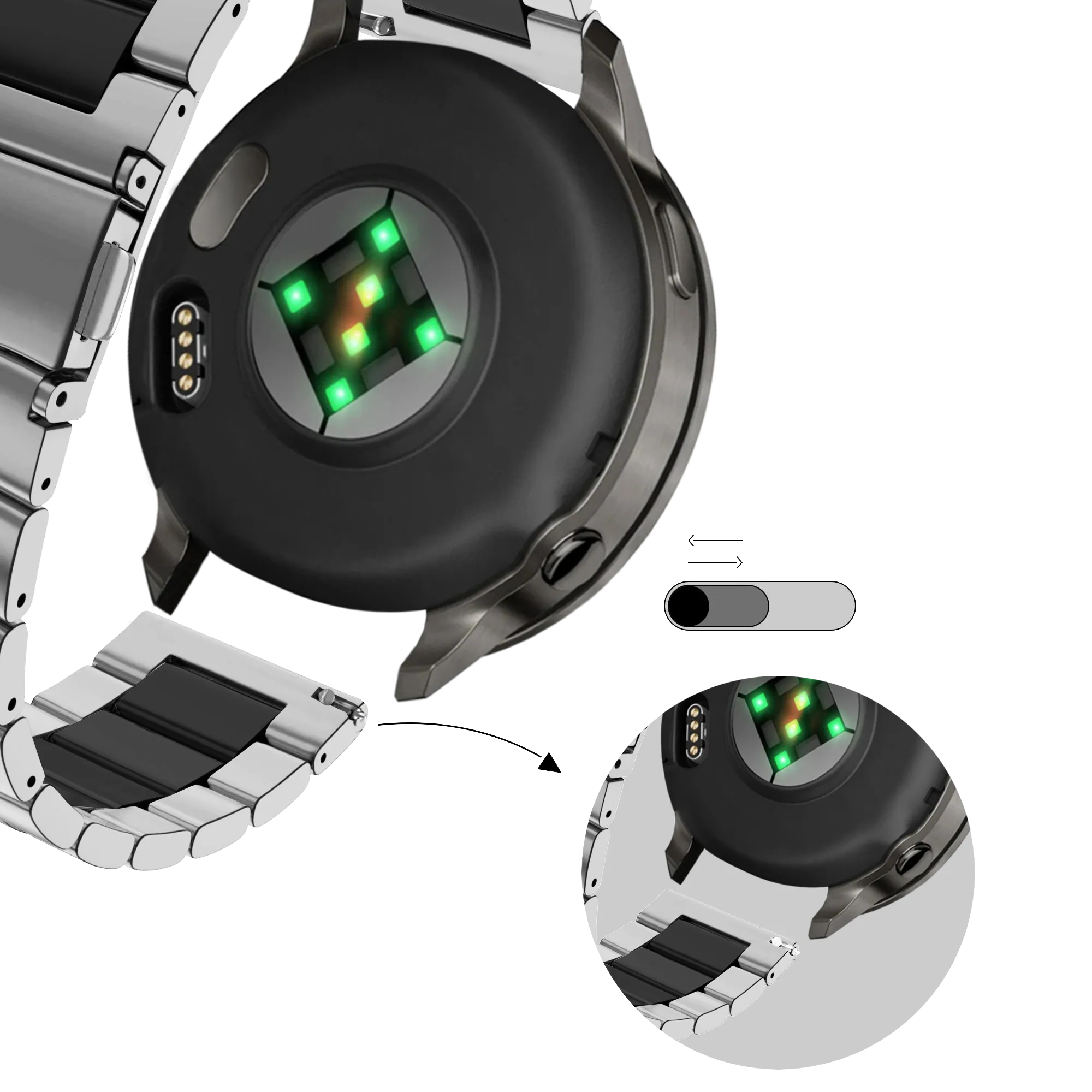 Bandz Bracelet acier 'Classic' Garmin Bounce 2 (argent/noir)