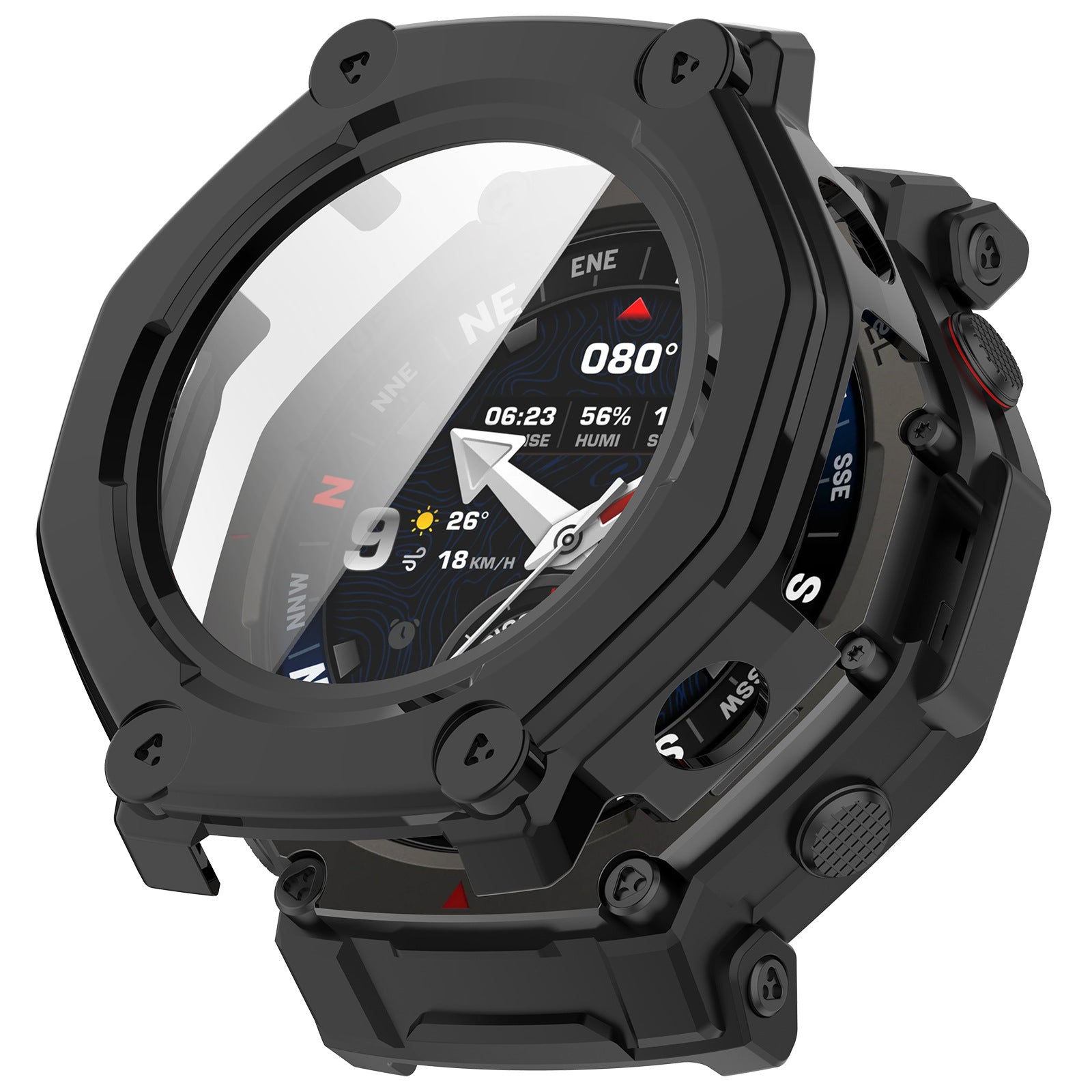 Coque dure avec verre Amazfit T-Rex 3 Pro - 48mm (noir)