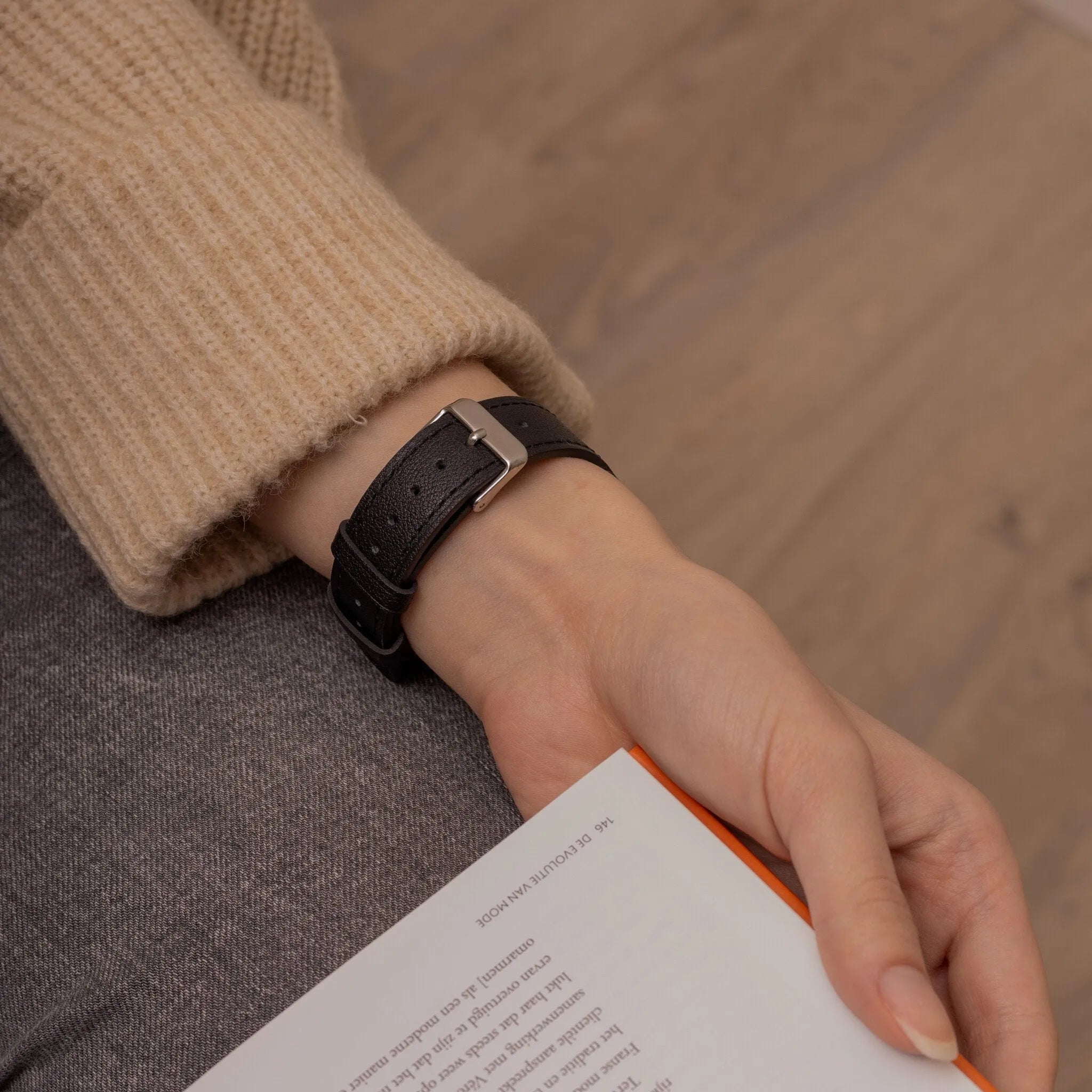 Bracelet cuir moderne Oppo Watch S (noir)