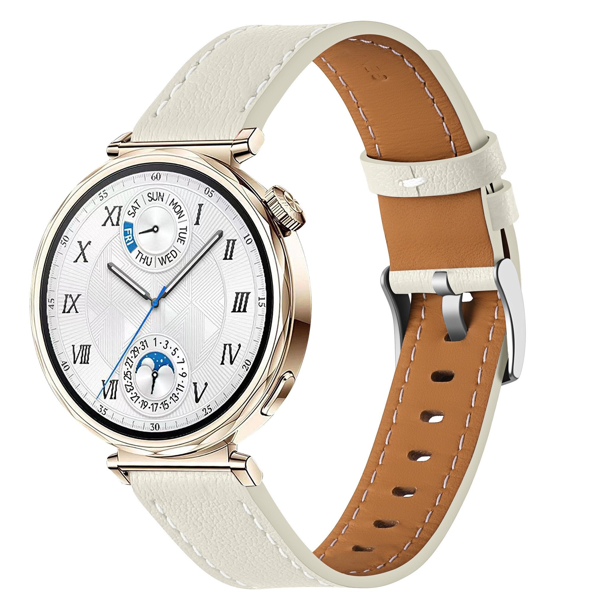 Bracelet cuir 'One Push' Huawei Watch 5 - 42mm (beige)