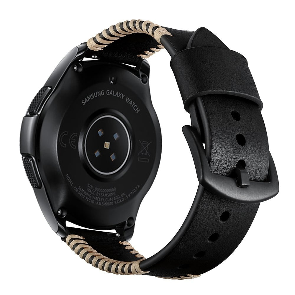 Bracelet en cuir cousu Samsung Galaxy Watch 3 45mm (noir)