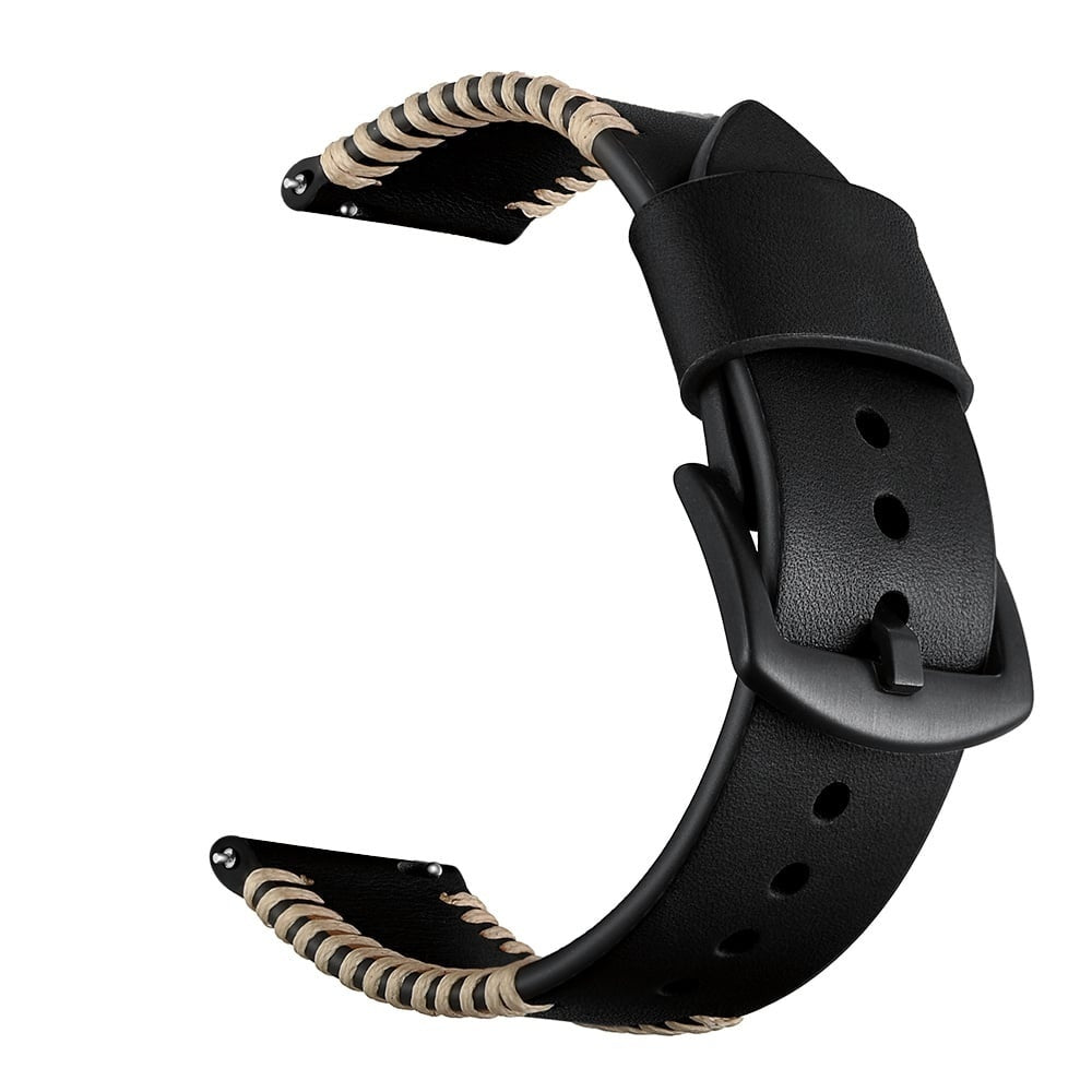 Bracelet en cuir cousu Samsung Galaxy Watch 3 45mm (noir)