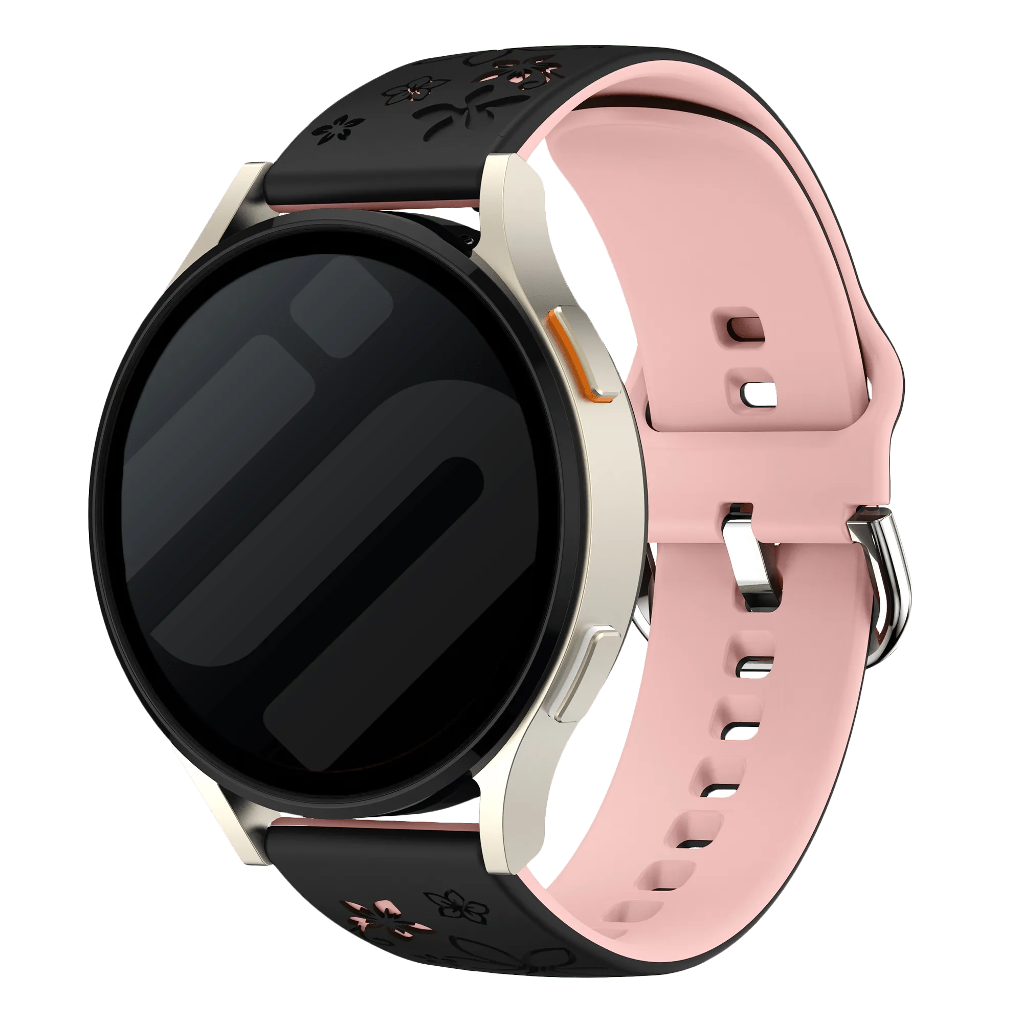 Coros Apex 42mm Flower Silicone Strap (Black/Light Pink)