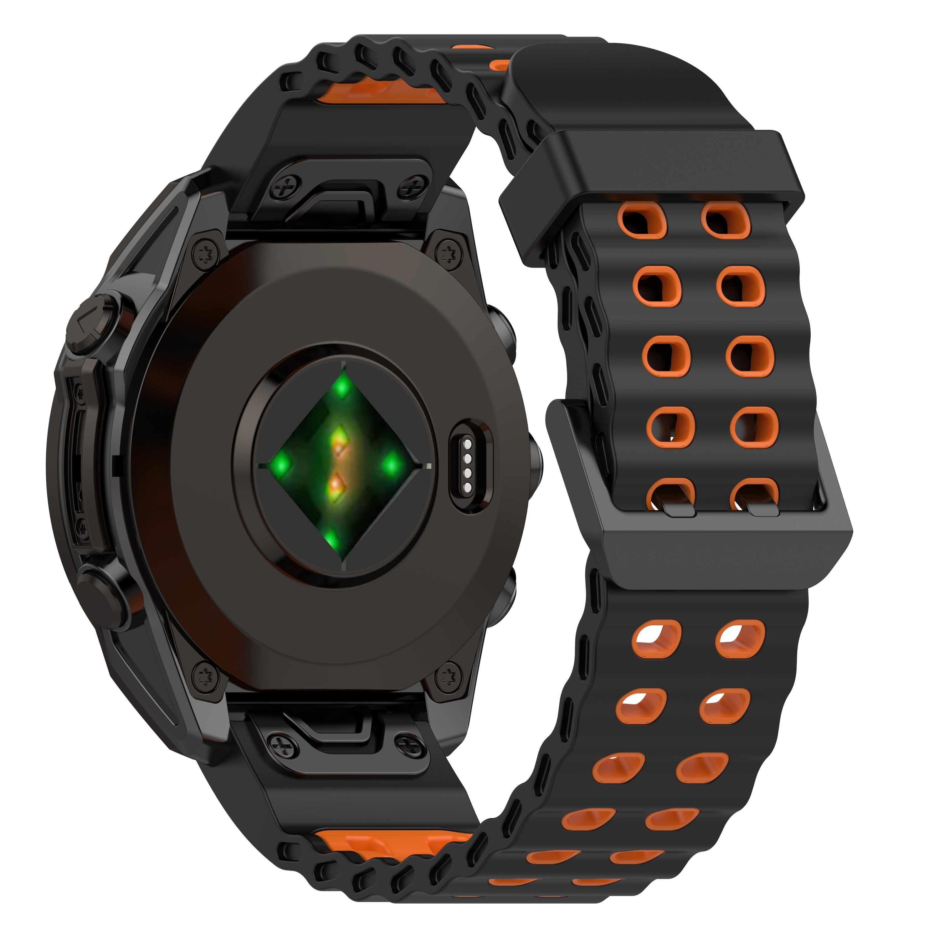 Garmin Quatix 5 / 6 / 7 Wave Sport Strap (Black/Orange)