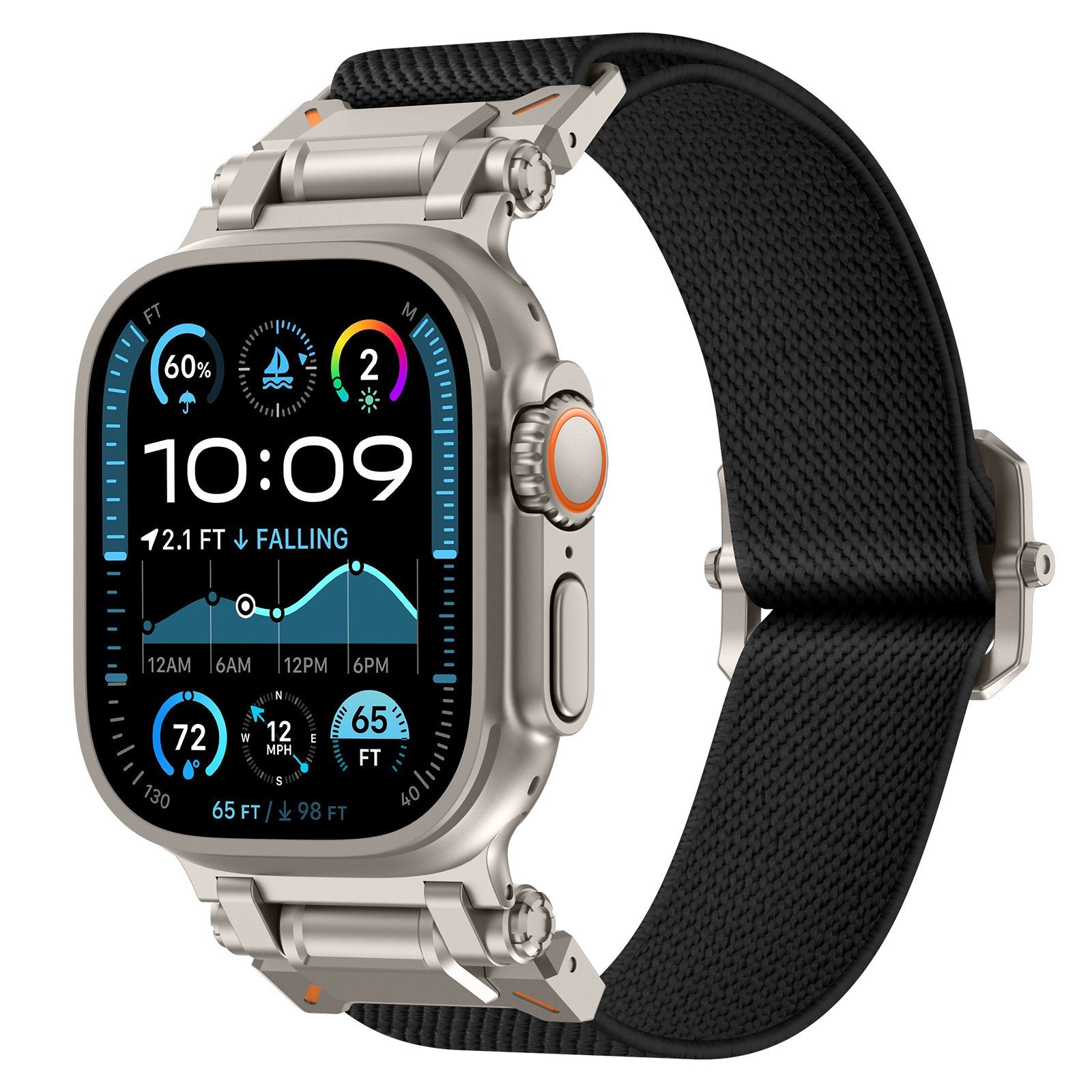 Bracelet en polyester 'Explorer' Apple Watch (noir/titane)