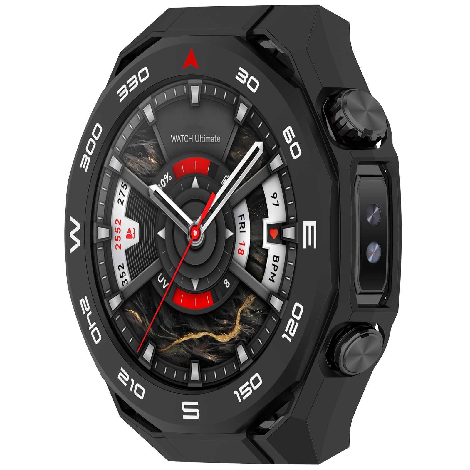 Coque PC avec verre Huawei Watch Ultimate 2 (noir)