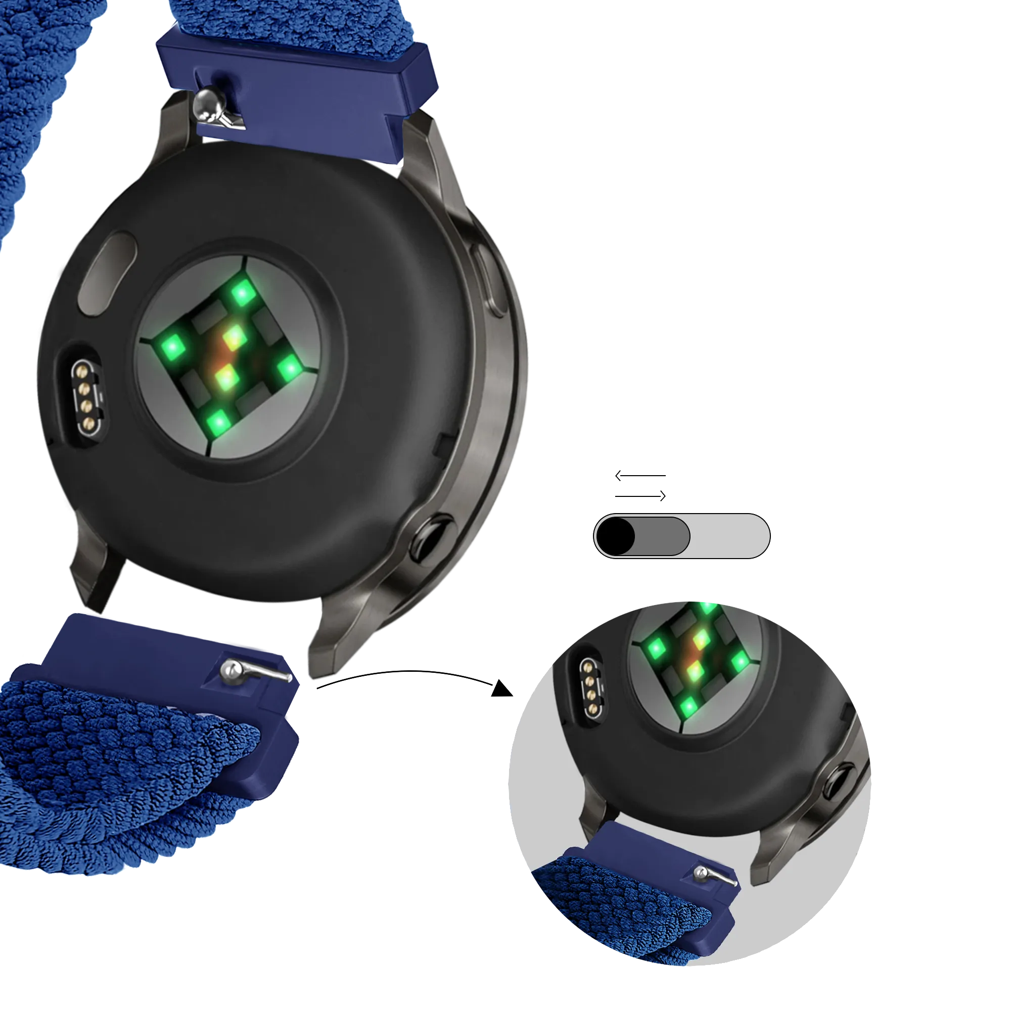 Bandz Bracelet tressé réglable Garmin Vivoactive 4s (bleu)