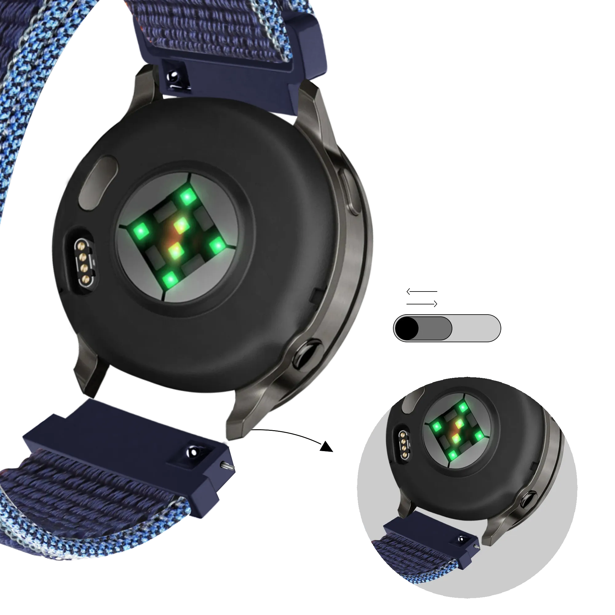 Bandz Bracelet nylon à boucle Garmin D2 Air X15 (mix de bleu foncé)