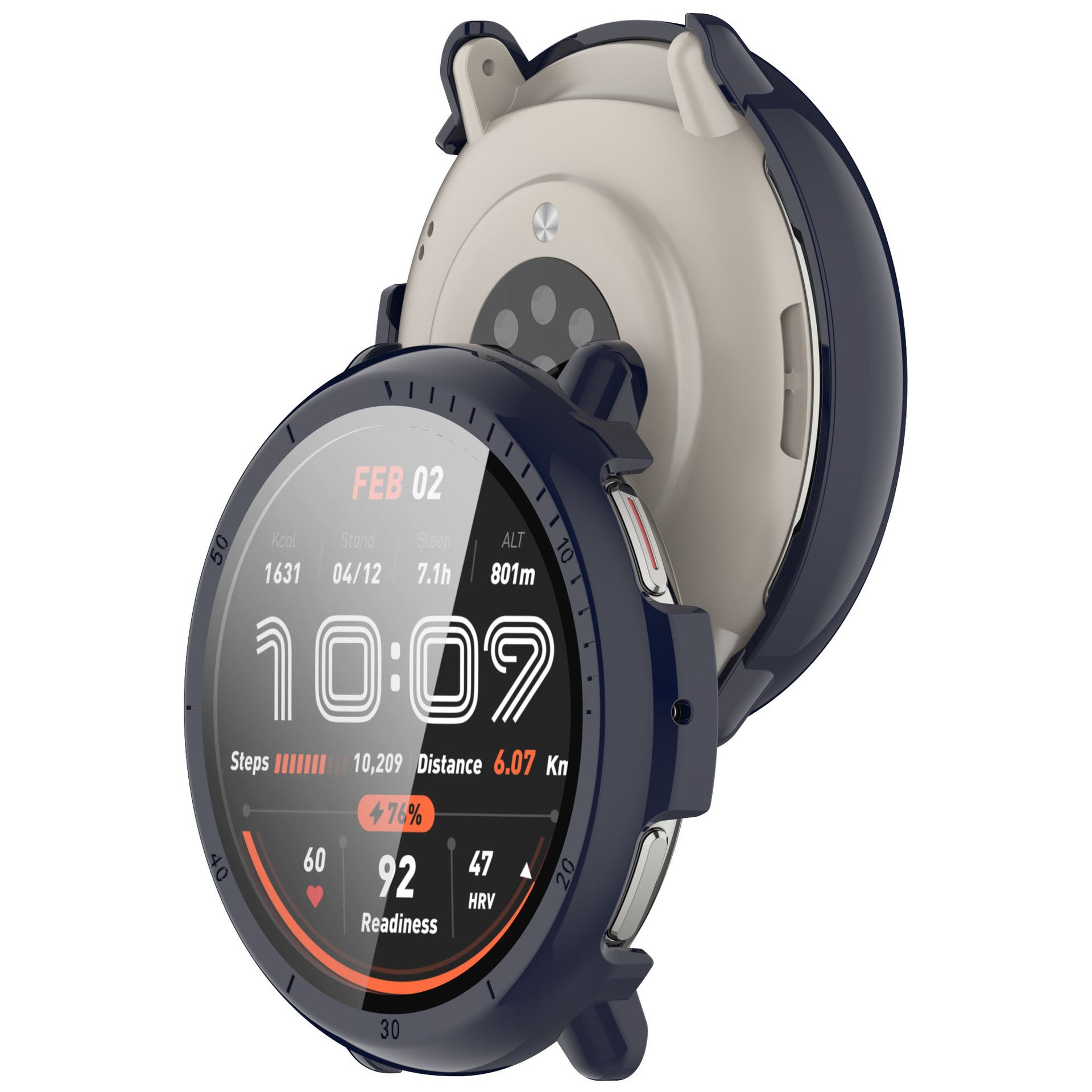 Coque rigide avec verre Amazfit Active 2 (bleu foncé)