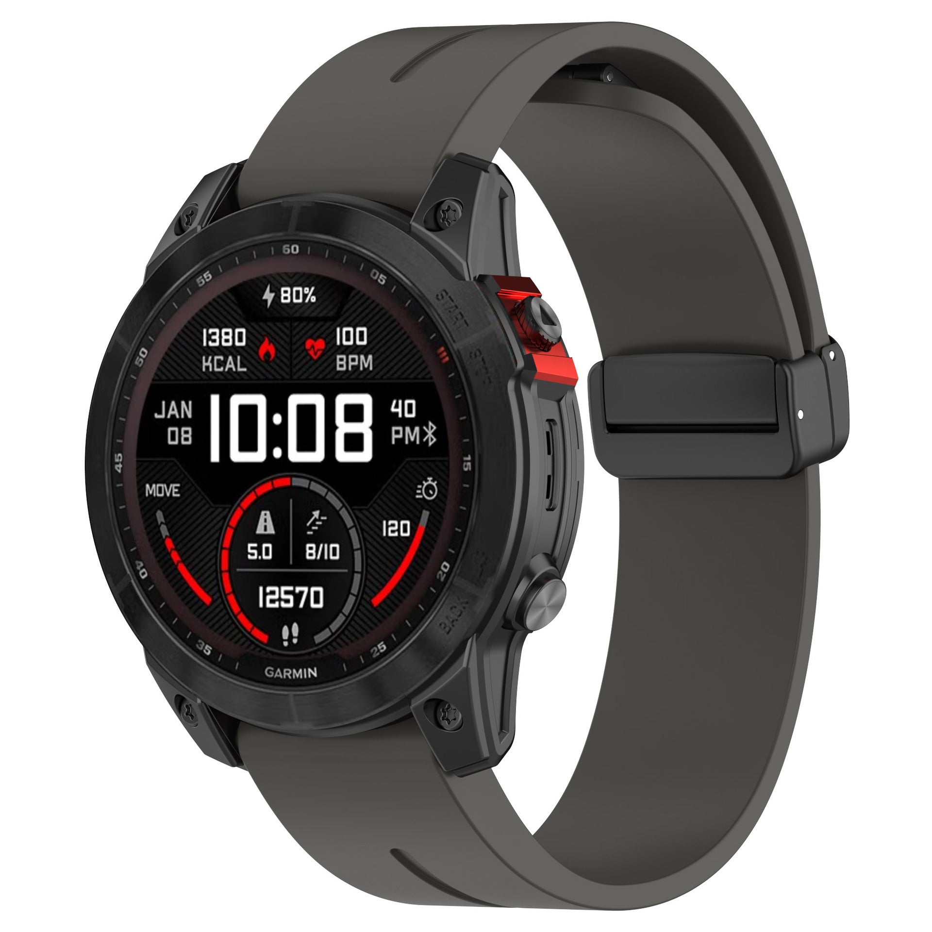 Garmin Fenix 6 D-Buckle Silicone Strap (Dark Grey)