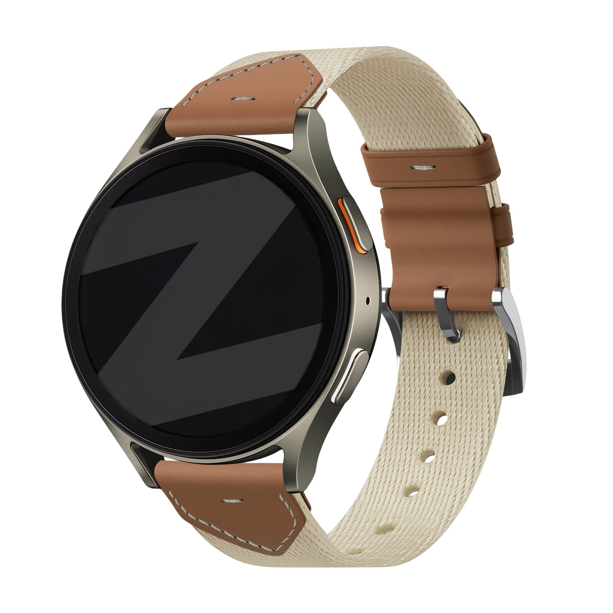 Bandz Bracelet cuir hybride 'Easy Fit' Withings ScanWatch Light (beige/marron)