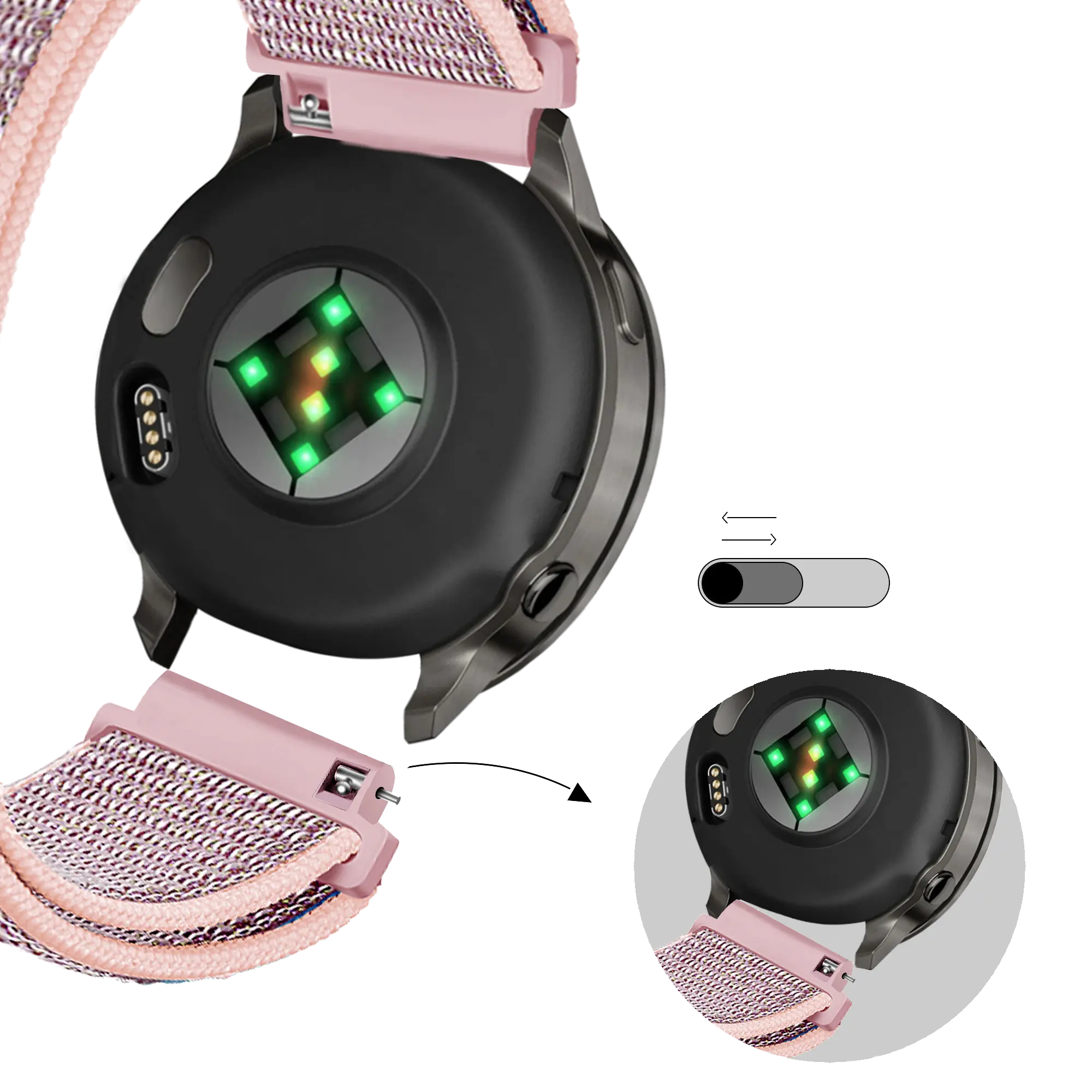 Bandz Bracelet nylon à boucle Garmin Vivoactive 4s (rose sable)