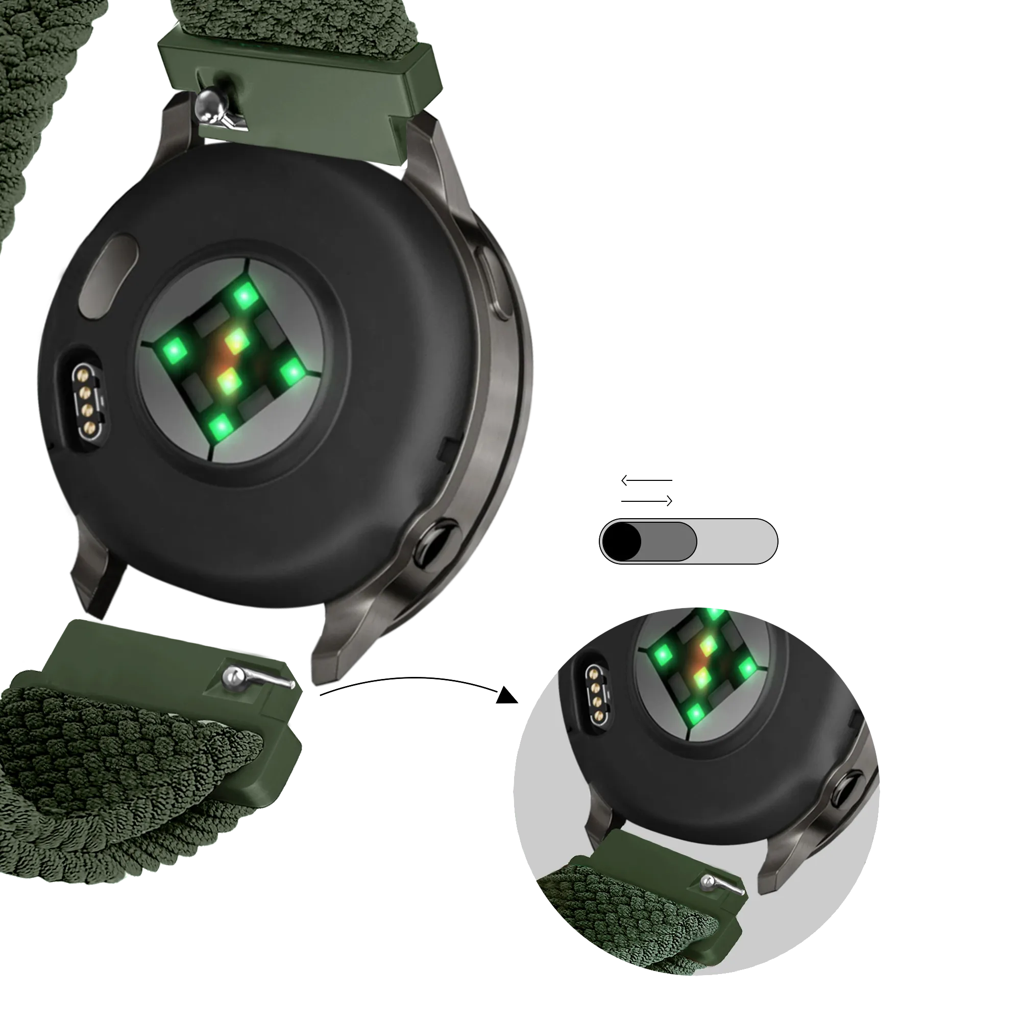 Bandz Bracelet tressé réglable Garmin Vivoactive 4s (vert)