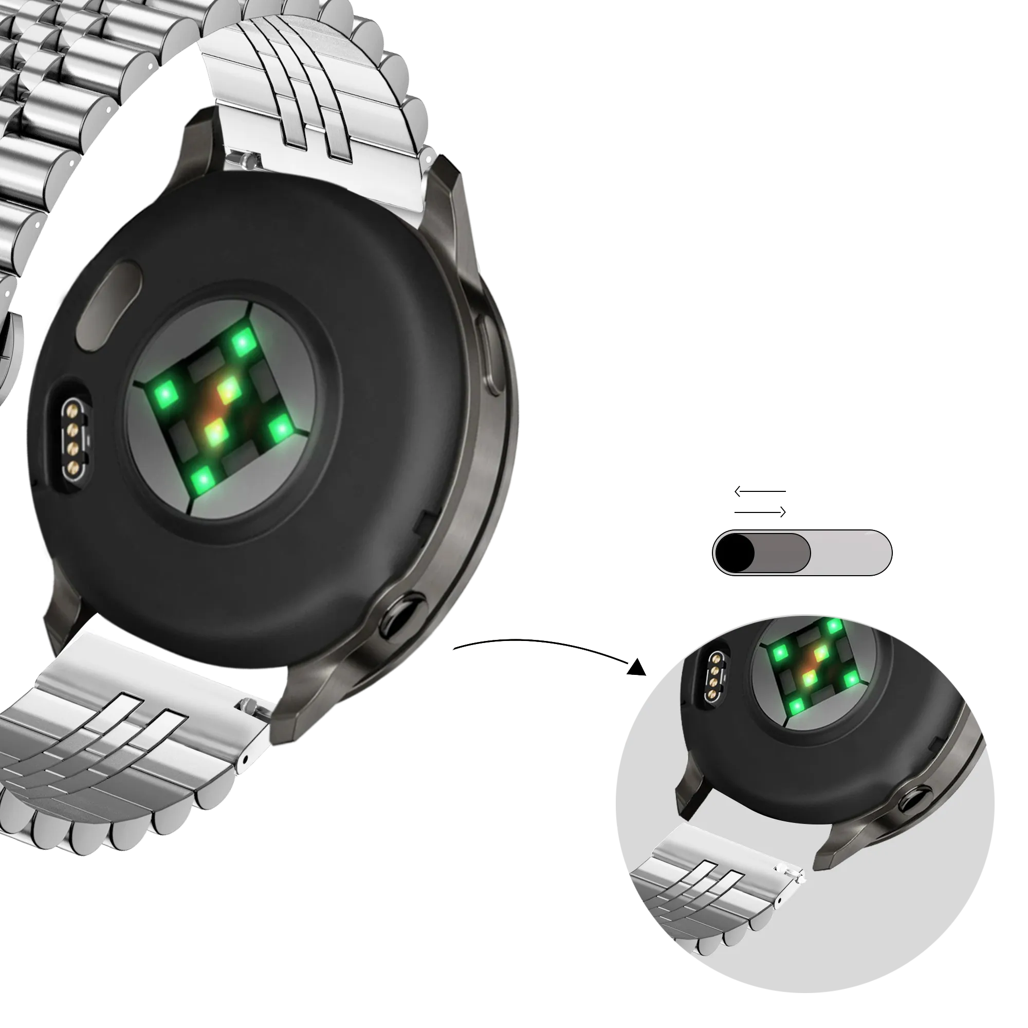 Bandz Bracelet acier 'Jubilee' Garmin Vivoactive 4s (argent)