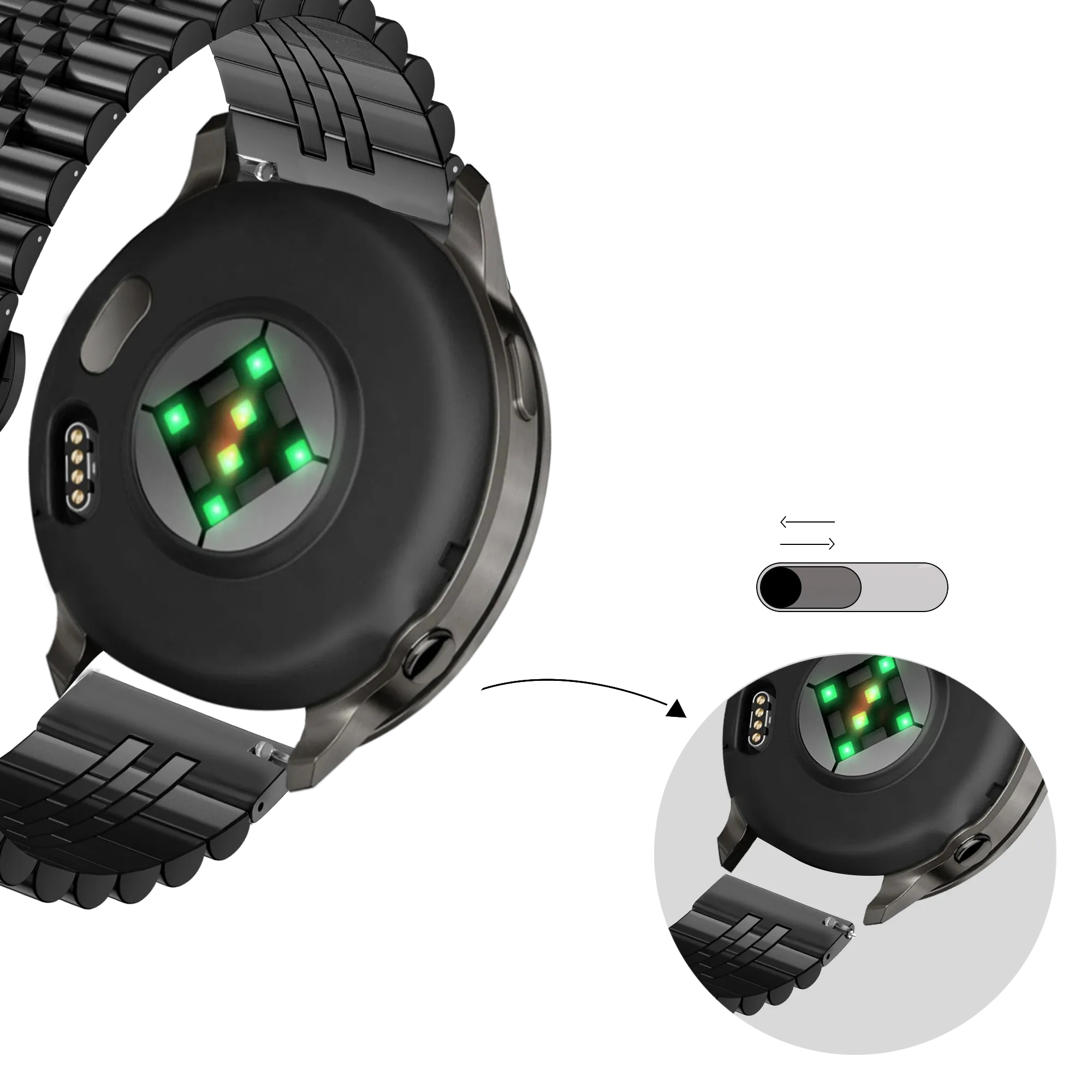 Bandz Bracelet acier 'Jubilee' Garmin Vivoactive 4s (noir)