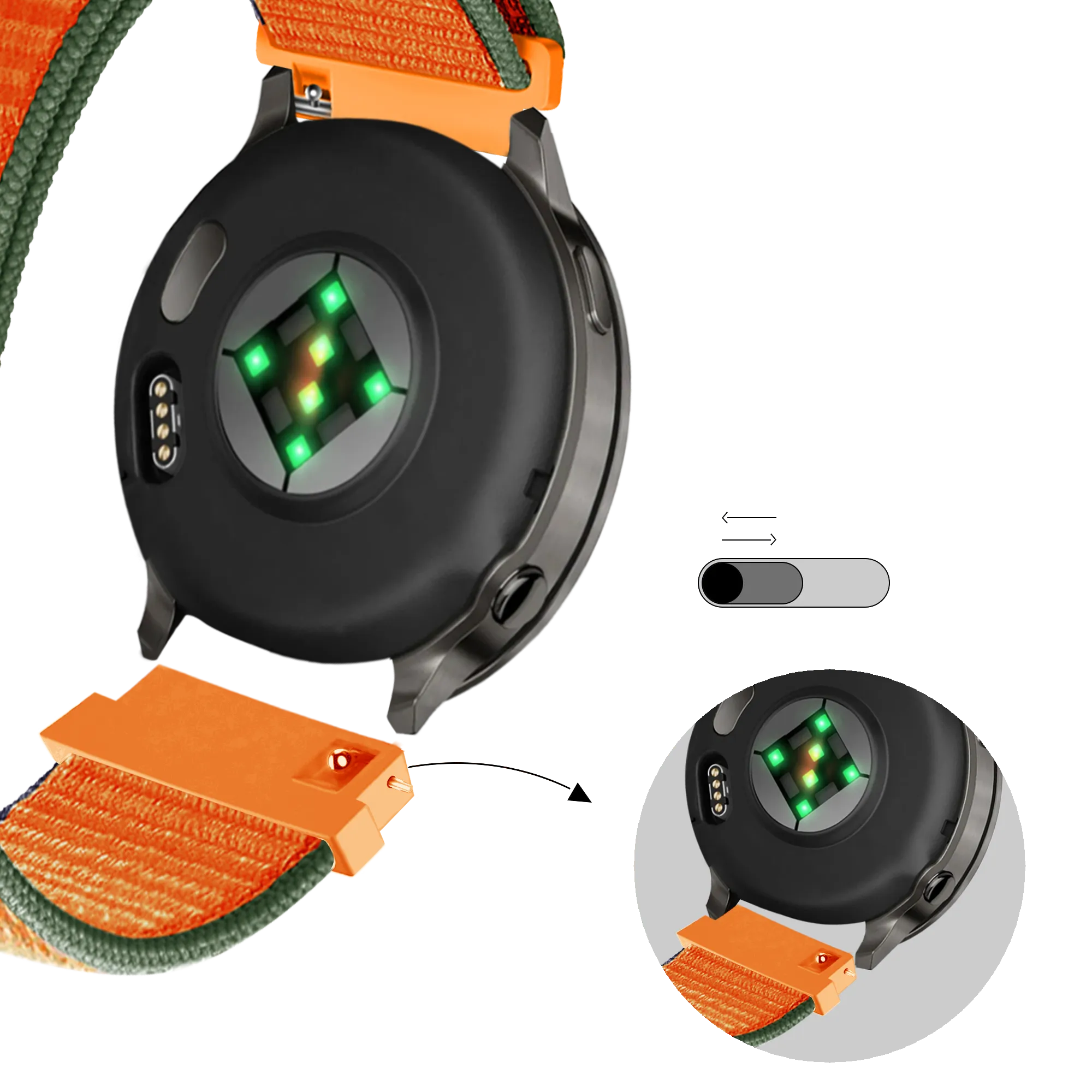 Bandz Bracelet nylon Loop Garmin Vivoactive 4s (orange)