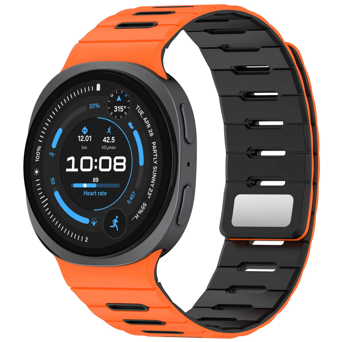 Samsung Galaxy Watch 8 Classic Magnetic Silicone Strap (Orange/Black)