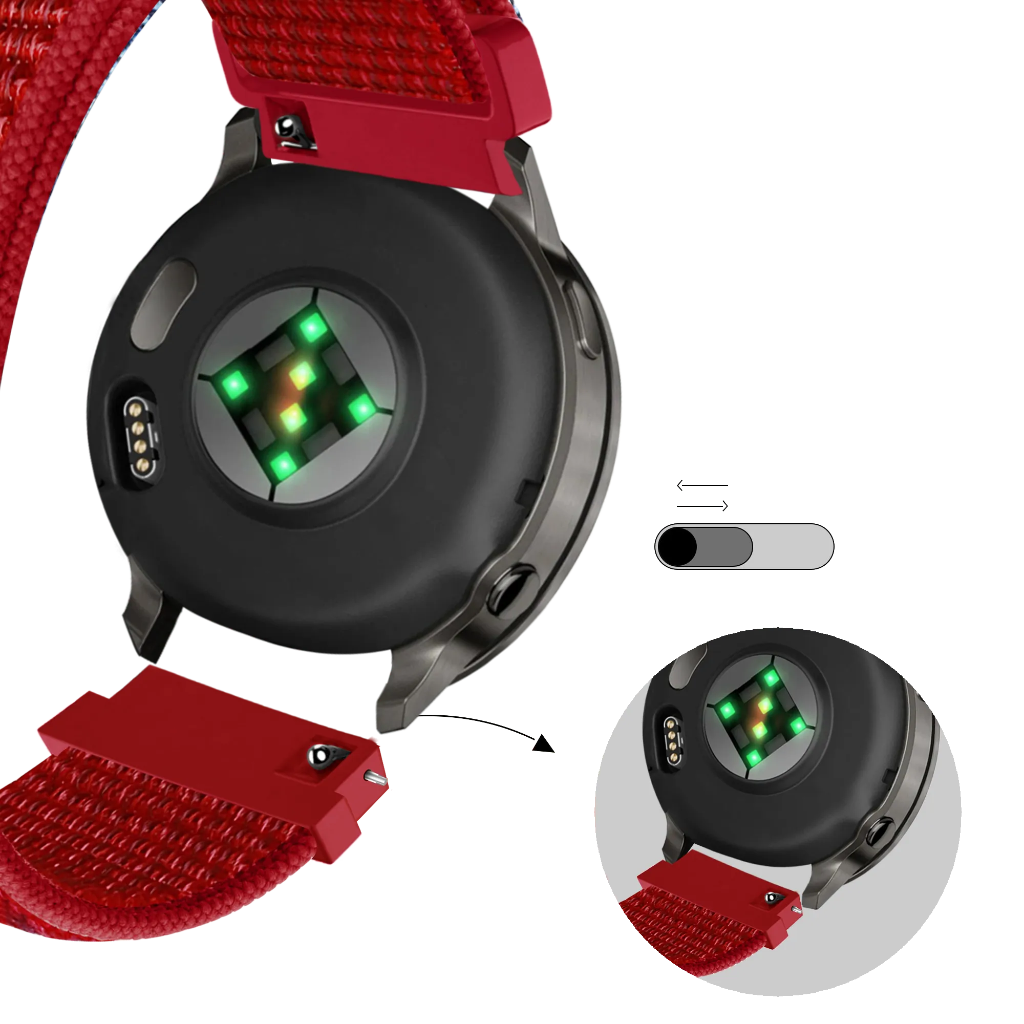 Bandz Garmin Bounce 2 Nylon Loop Strap (Red)