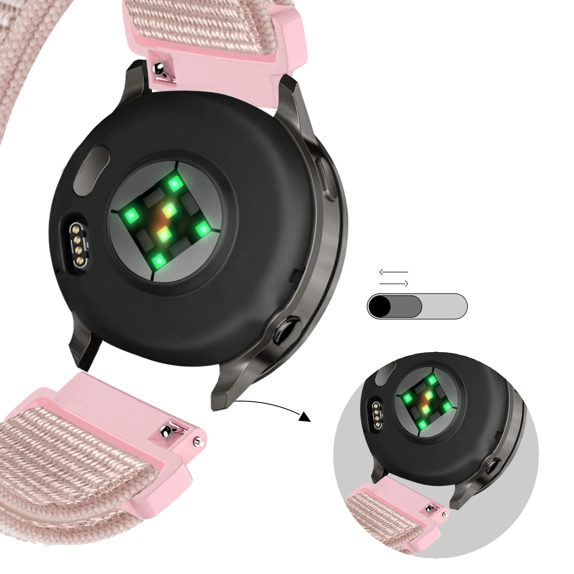 Bandz Bracelet nylon Loop Garmin Venu 4 - 41mm (rose or)