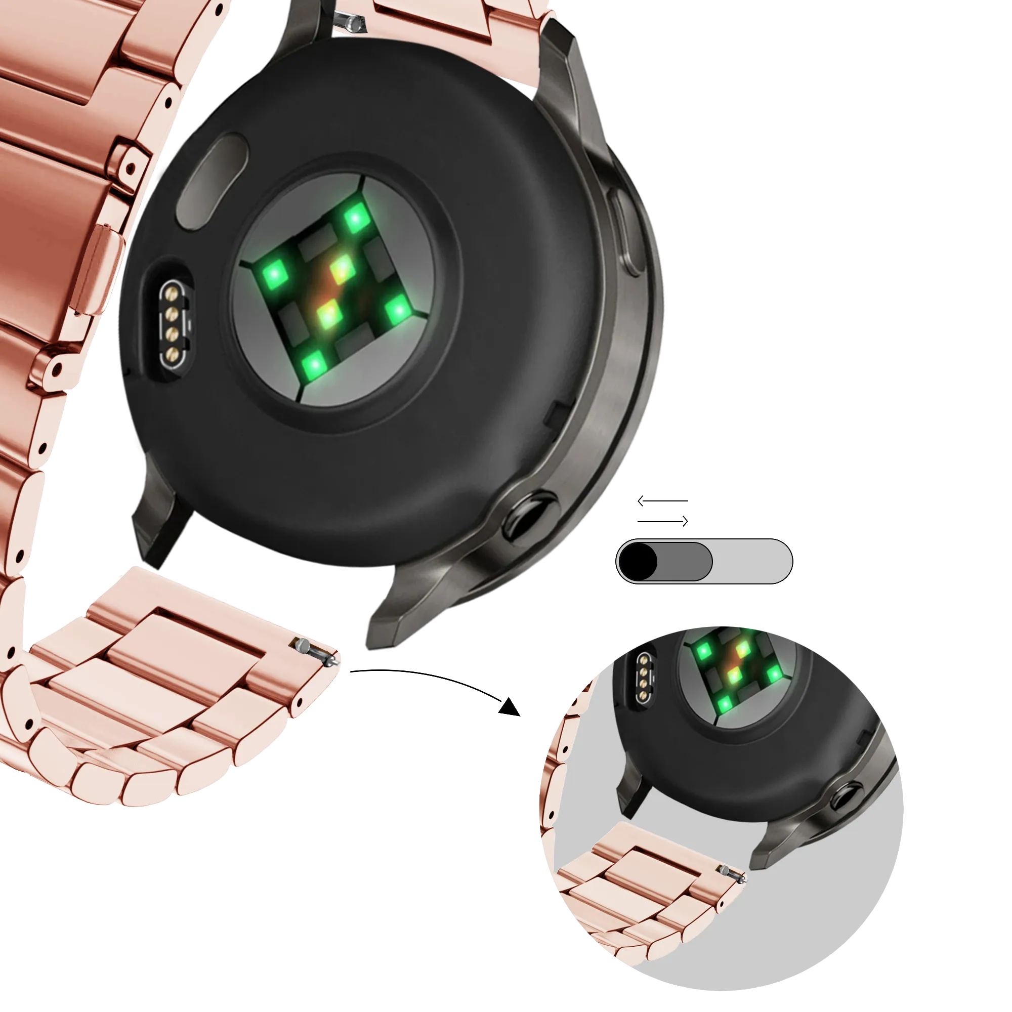 Bandz Garmin Venu SQ Steel Strap 'Classic' (Pink)