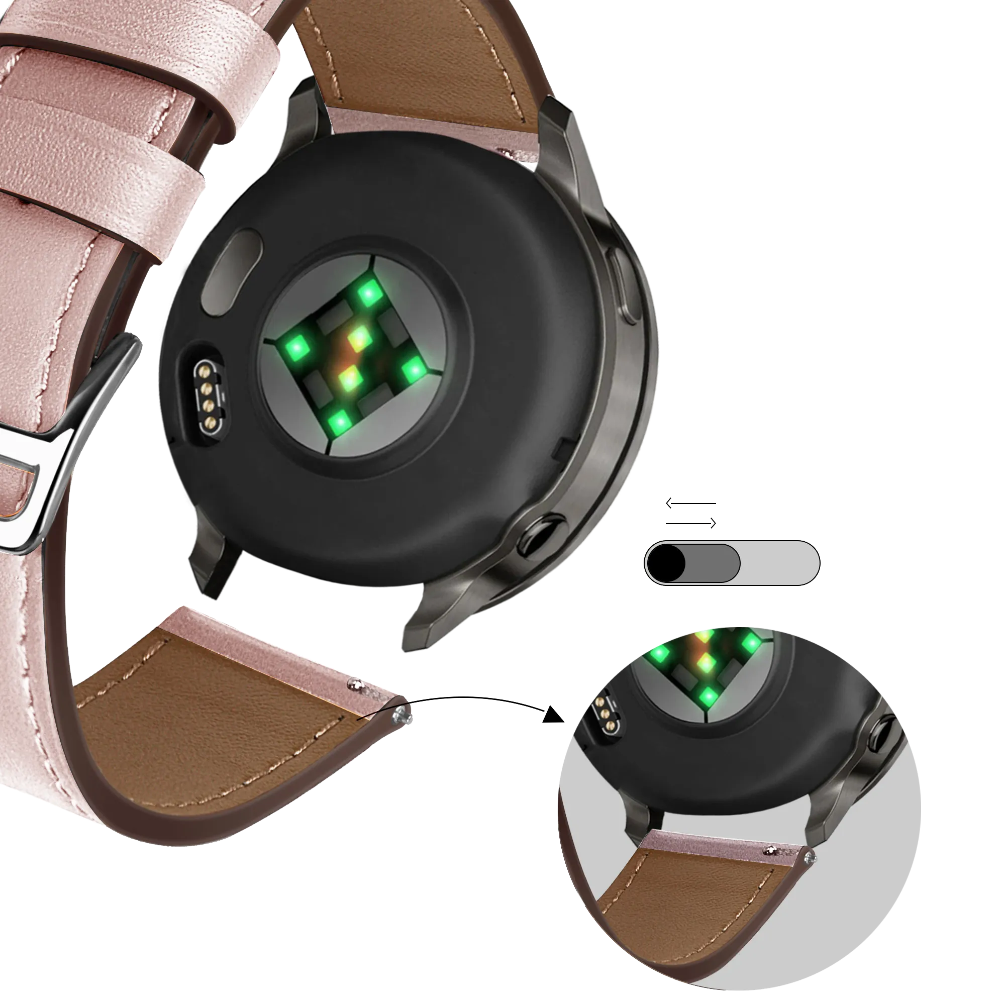 Bandz Garmin Approach S12 Leather Strap 'Deluxe' (Pink)