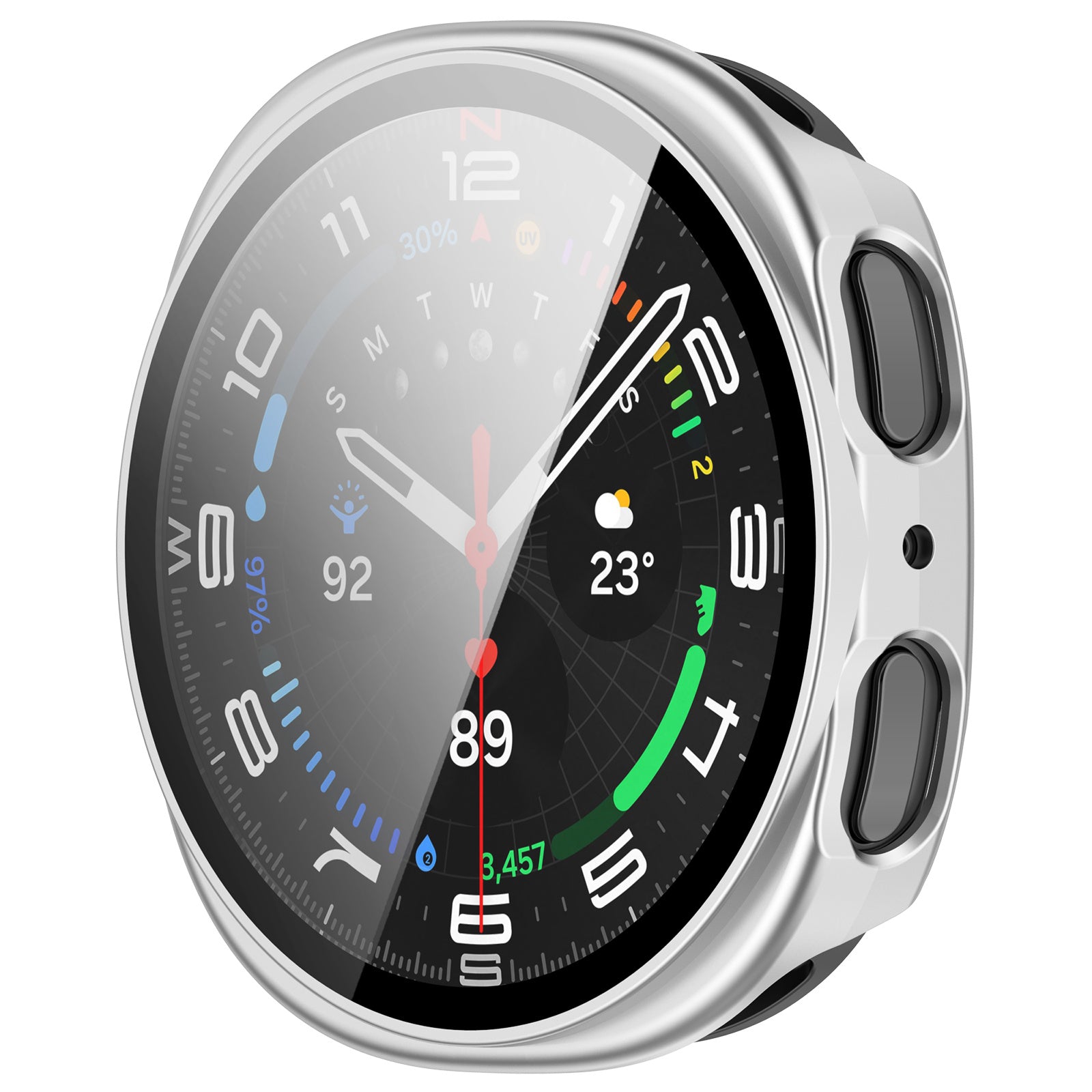 Coque rigide avec verre Samsung Galaxy Watch 8 / 9 - 44mm (argent)