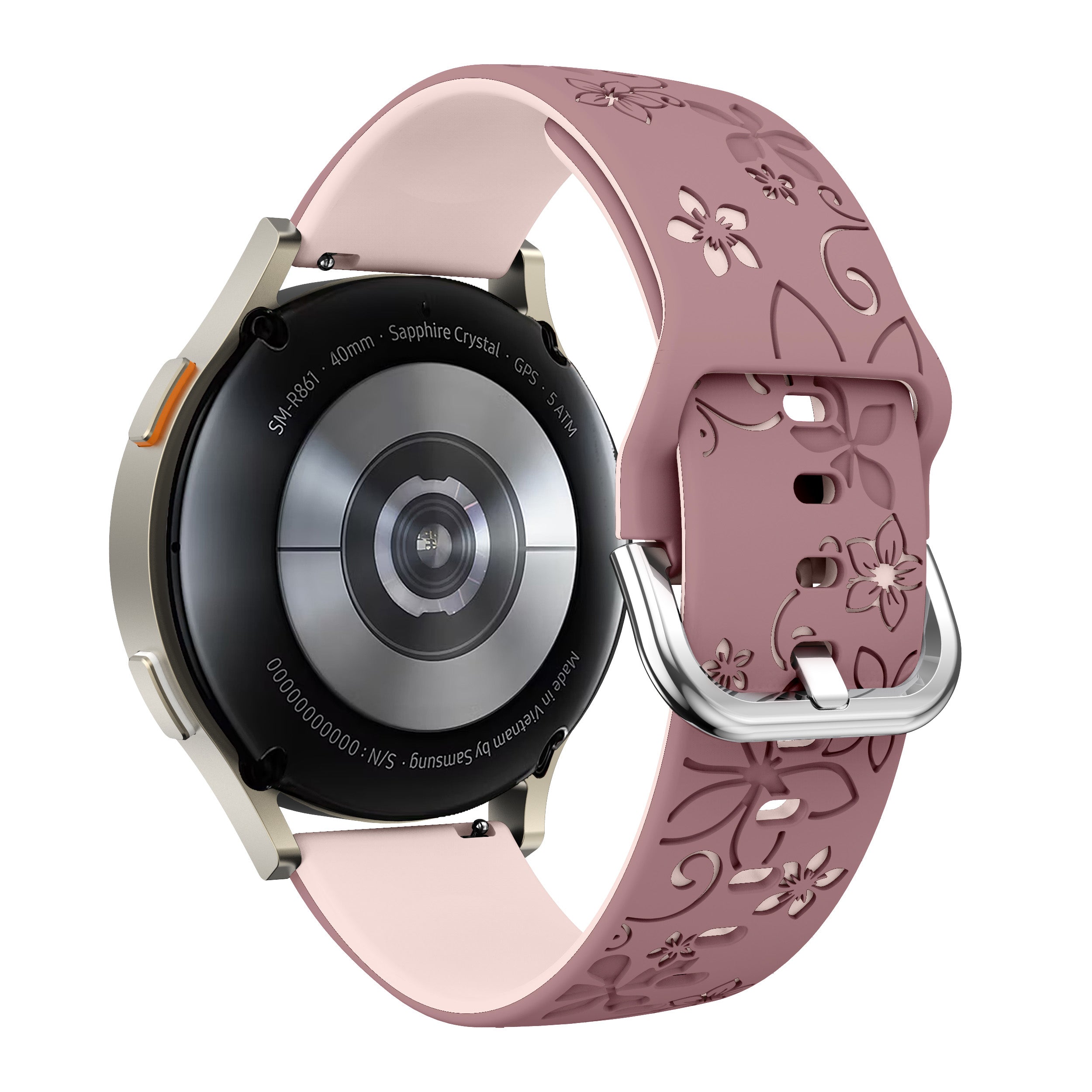 Huawei Watch GT 5 - 41mm Flower Silicone Strap (Smoke Purple/Light Pink)