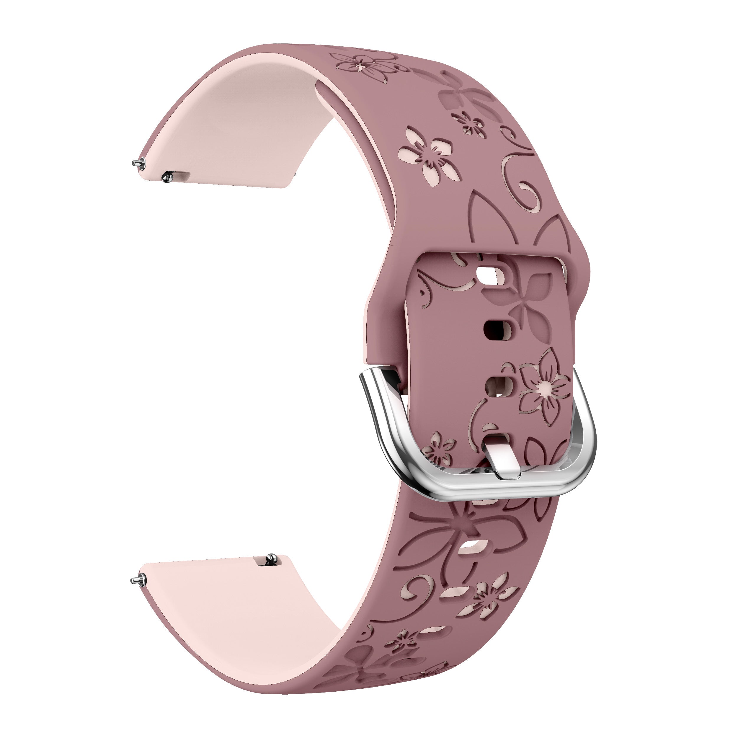 Huawei Watch GT 4 - 41mm Flower Silicone Strap (Smoke Purple/Light Pink)