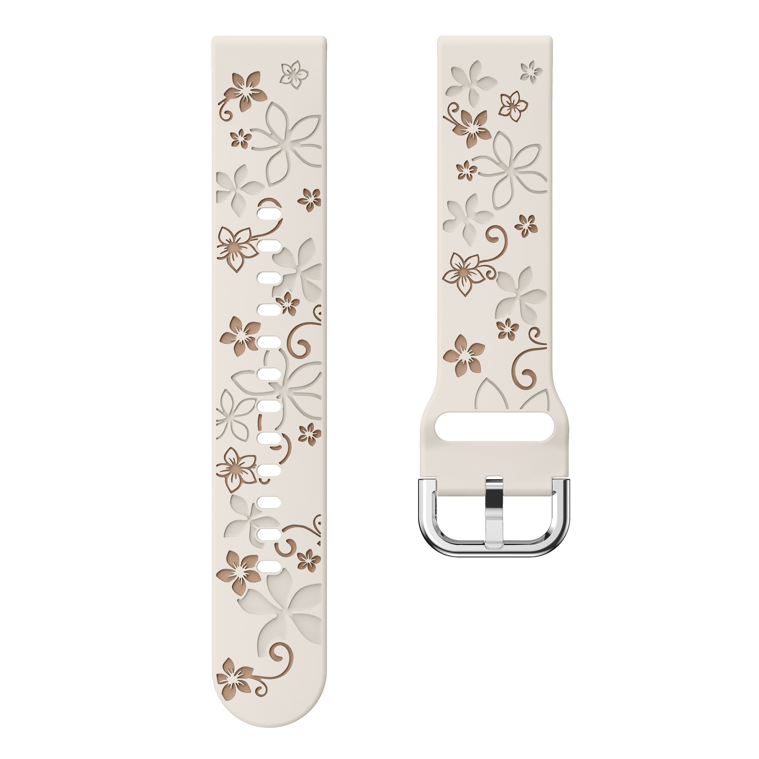 Huawei Watch GT 5 Pro - 42mm Flower Silicone Strap (Starlight/Beige)