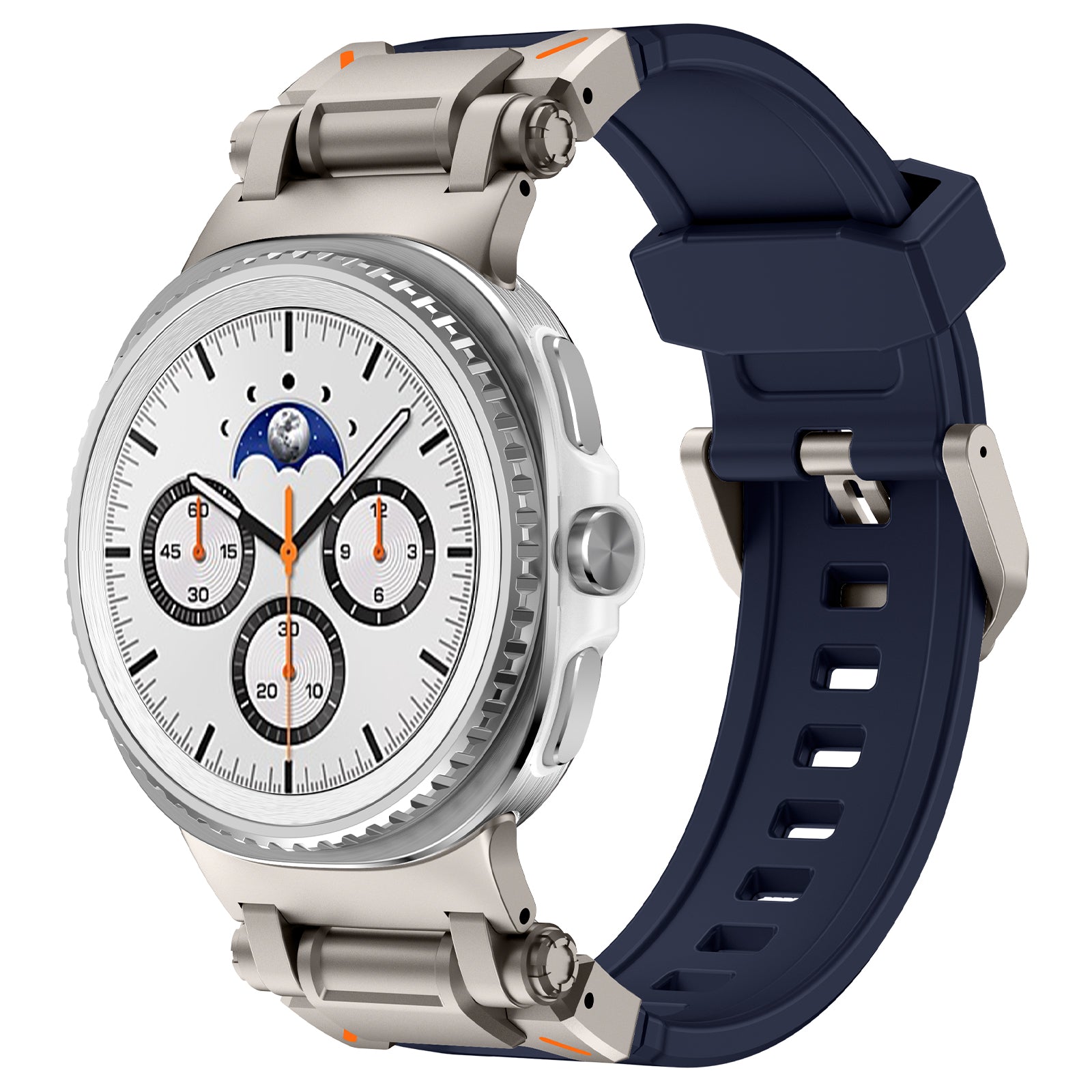 Samsung Galaxy Watch 8 - 44mm 'Explorer' Silicone Strap (Blue with Titanium)