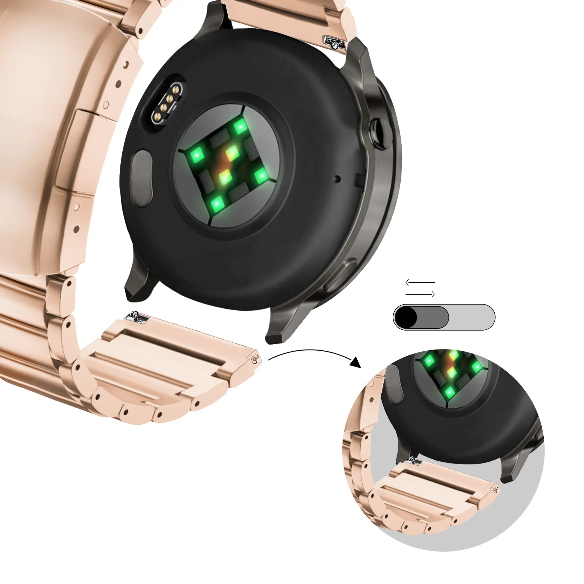 Bandz Bracelet titane Garmin Vivoactive 4s (or rose)
