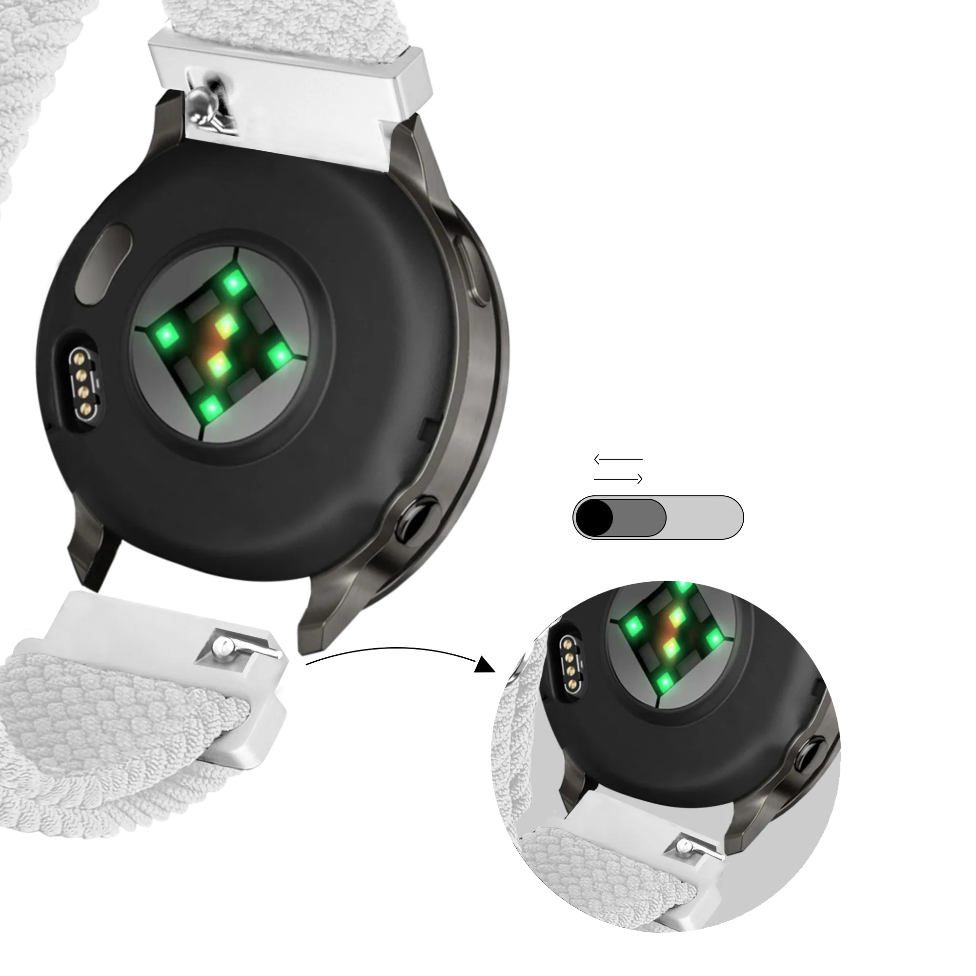 Bandz Bracelet tressé réglable Garmin Vivoactive 4s (blanc)