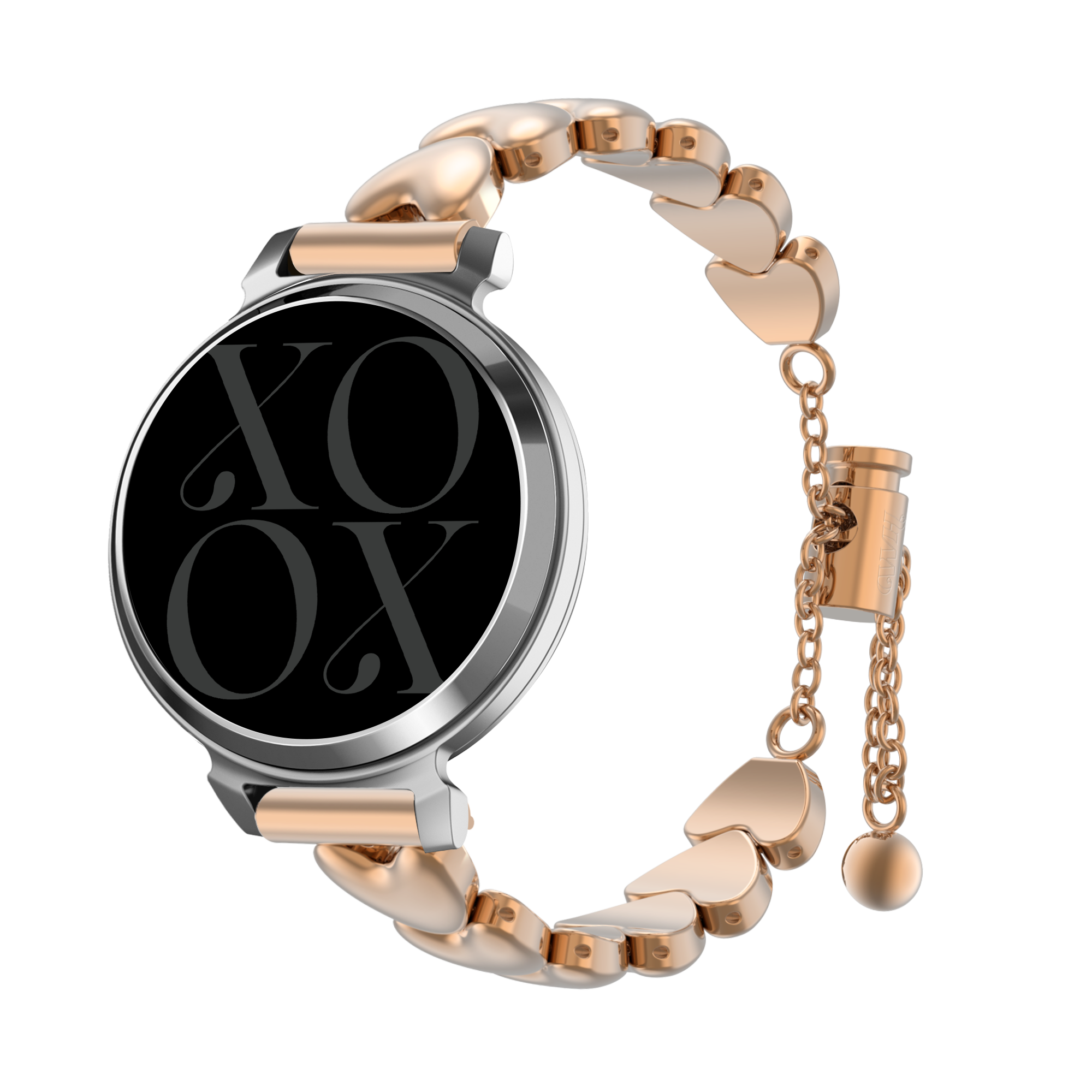 xoxo Wildhearts Pebble Round 2 - 14mm Steel Strap 'Hearts' (Rose Gold)