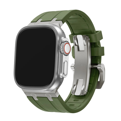BALR. Bracelet silicone Apple Watch Ultra Liquid (vert/titane)