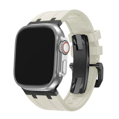 BALR. Bracelet en silicone ultra liquide pour Apple Watch (beige/(noir)