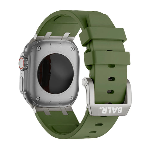 BALR. Bracelet silicone Apple Watch Ultra Liquid (vert/titane)