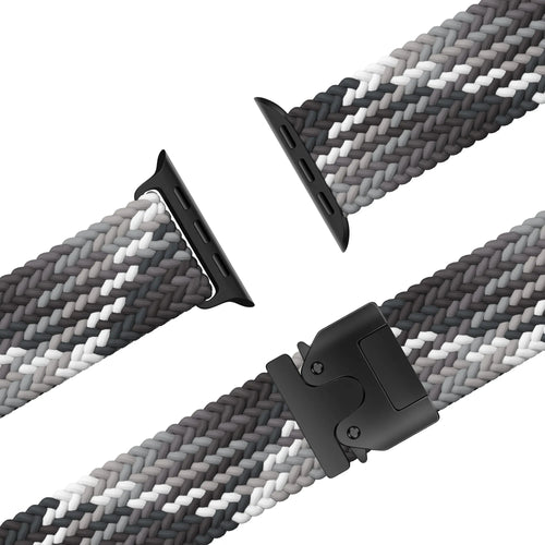 Bandz Bracelet nylon tressée avec P-buckle Apple Watch (mandala noir) 