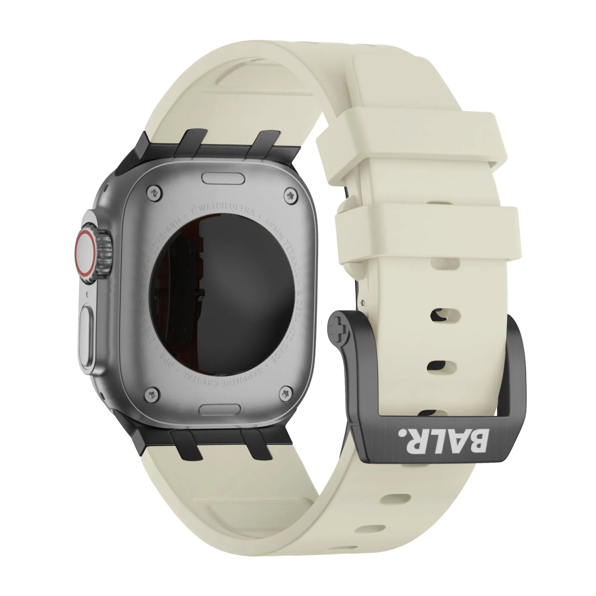 BALR. Bracelet en silicone ultra liquide pour Apple Watch (beige/(noir)