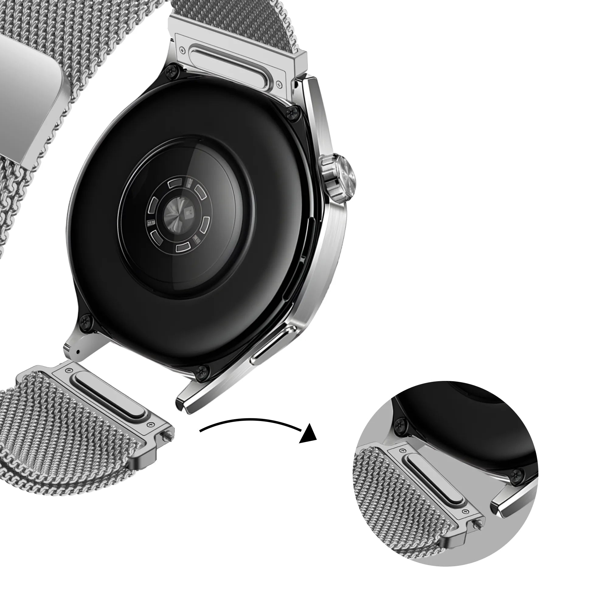 Bandz Polar Grit X 'One Push' Milanese Strap (Silver)