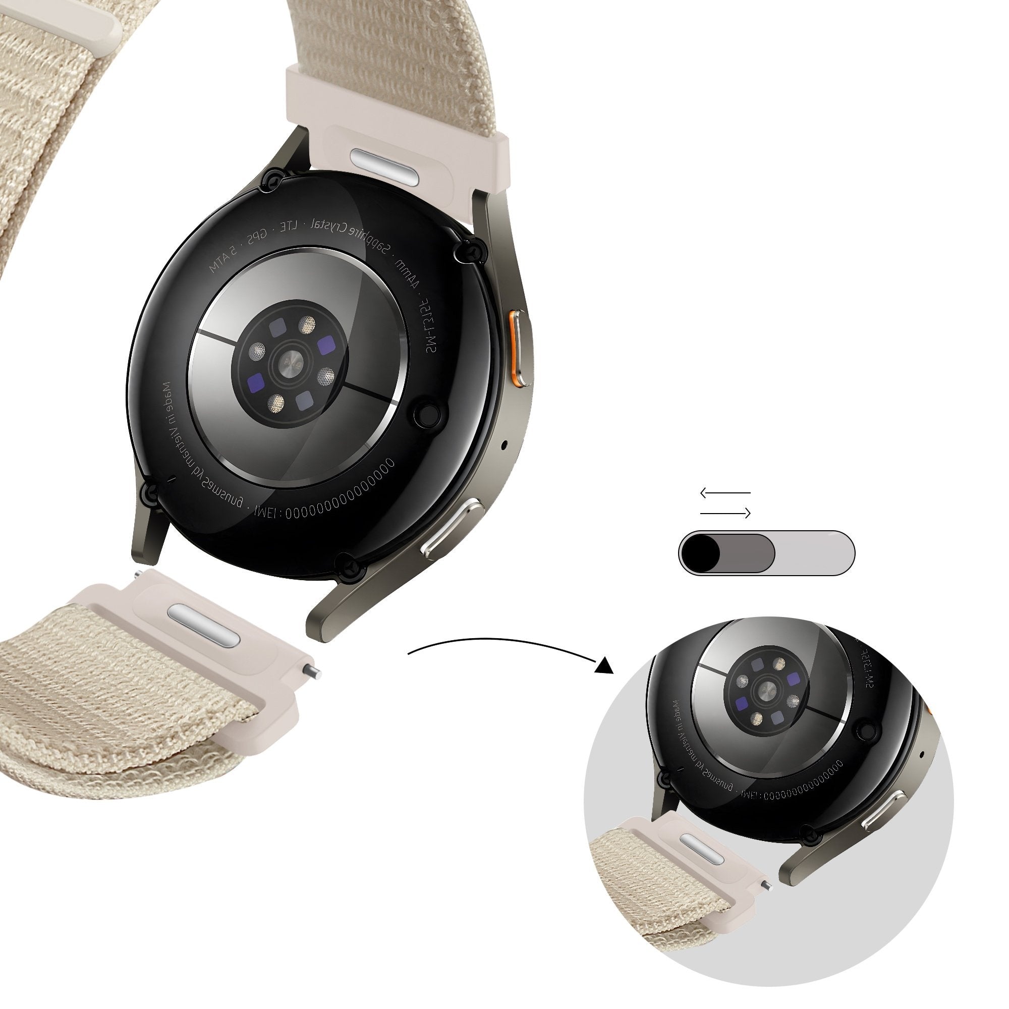 Bandz Bracelet nylon 'Easy Fit' Huawei Watch GT 3 42mm (lumière stellaire)