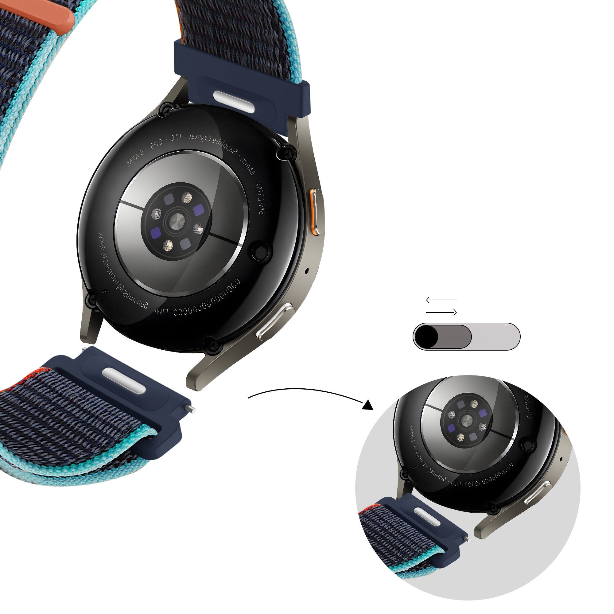 Bandz Samsung Gear S3 Nylon Strap 'Easy Fit' (Dark Blue Mix)