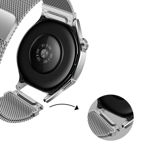 Bandz Xiaomi Mi Watch 'One Push' Milanese Strap (Silver)