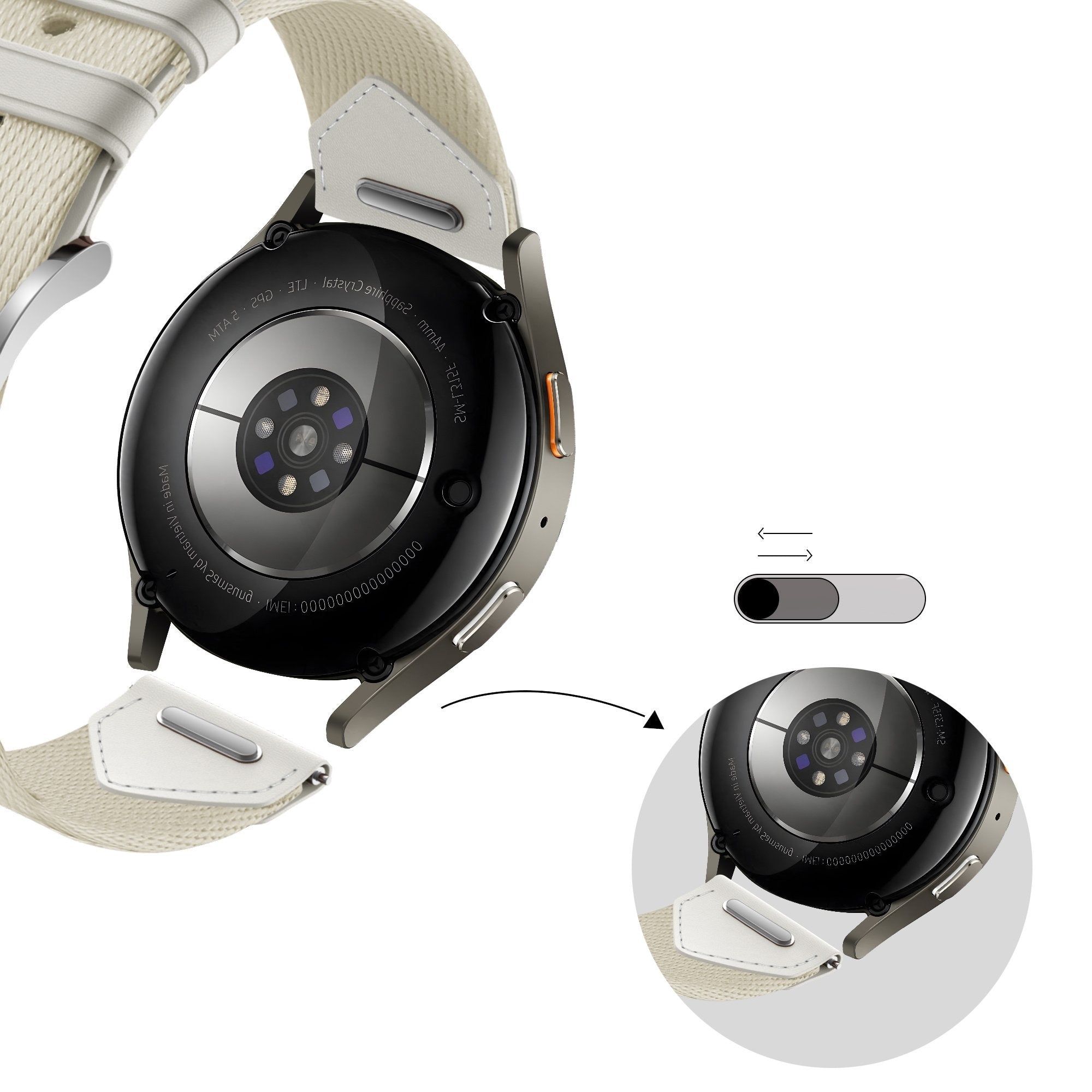 Bandz Bracelet cuir hybride 'Easy Fit' Withings Steel HR - 36mm (lumière stellaire)