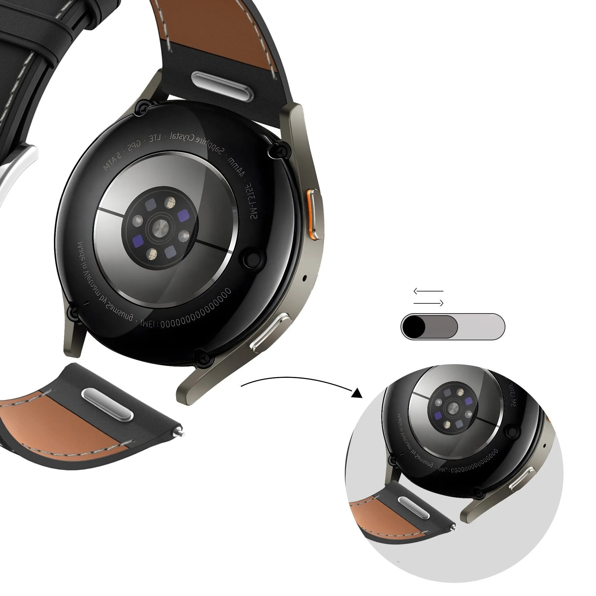 Bandz Bracelet cuir 'Easy Fit' Xiaomi Amazfit Bip (noir)