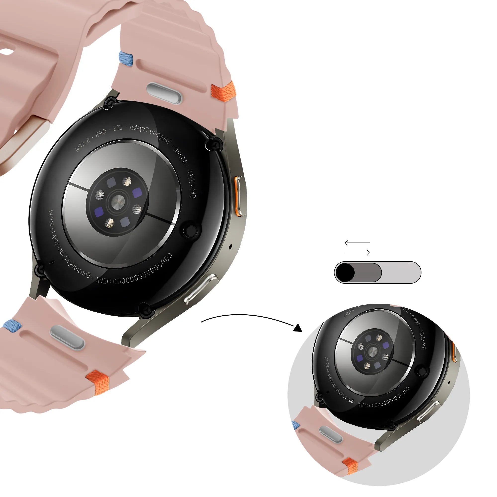 Bandz Bracelet Wave 'Easy Fit' Samsung Galaxy Watch 6 - 44mm (rose clair)