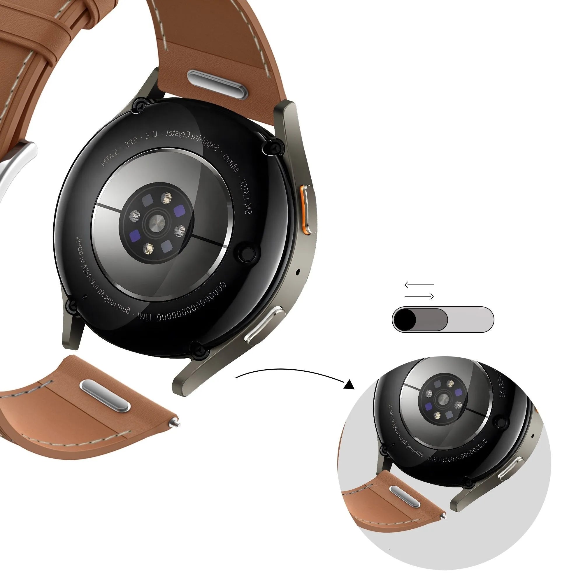 Bandz Bracelet cuir OnePlus Watch Lite 'Easy fit' (marron)